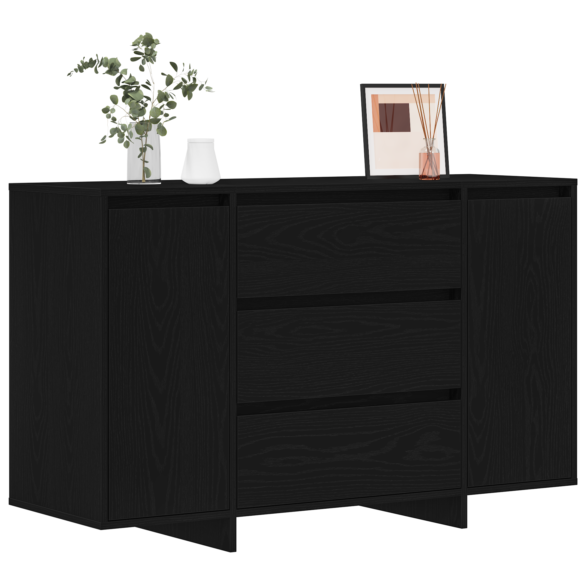 Sideboard Black Oak 120x41x75 cm Engineered Wood - Image 3