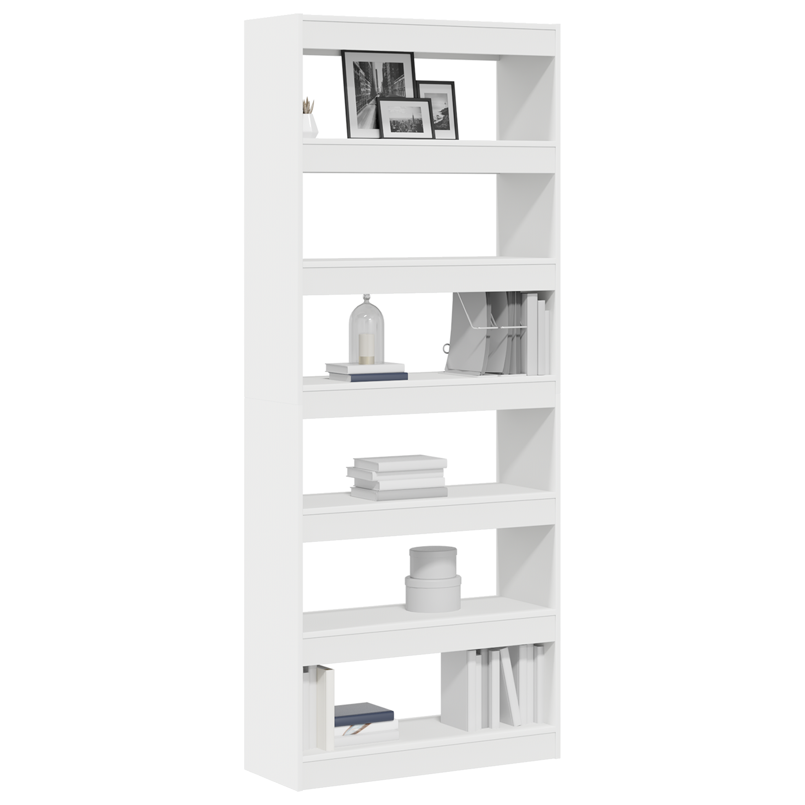 White Bookshelf White Engineered wood 80 x 30 x 198 cm Storage - Image 3
