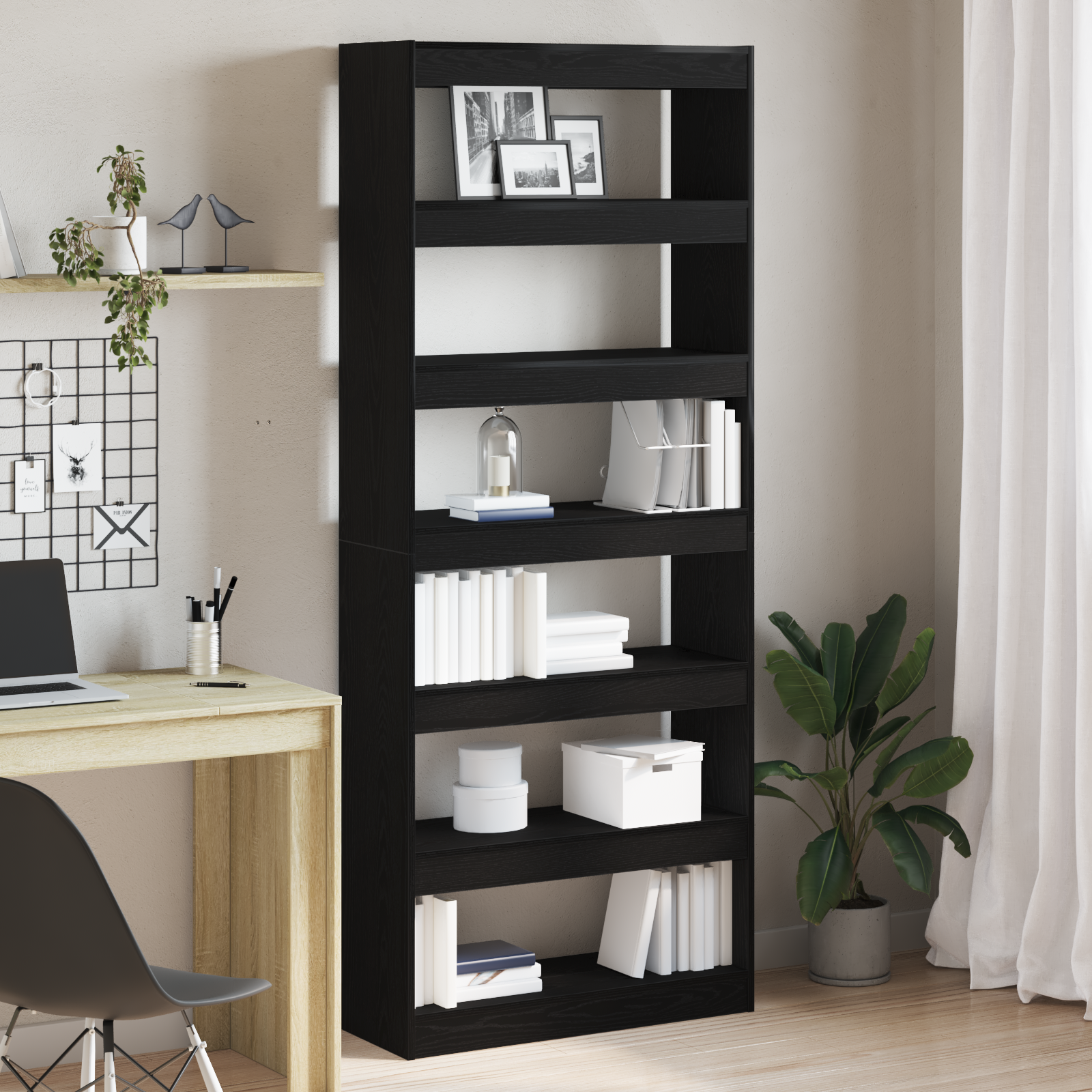 Black Bookshelf Black Wood 80 x 30 x 198 cm Shelving