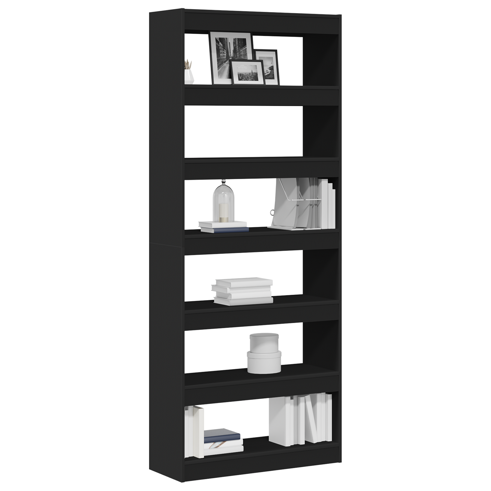 Black Bookshelf Black Wood 80 x 30 x 198 cm Shelving - Image 3