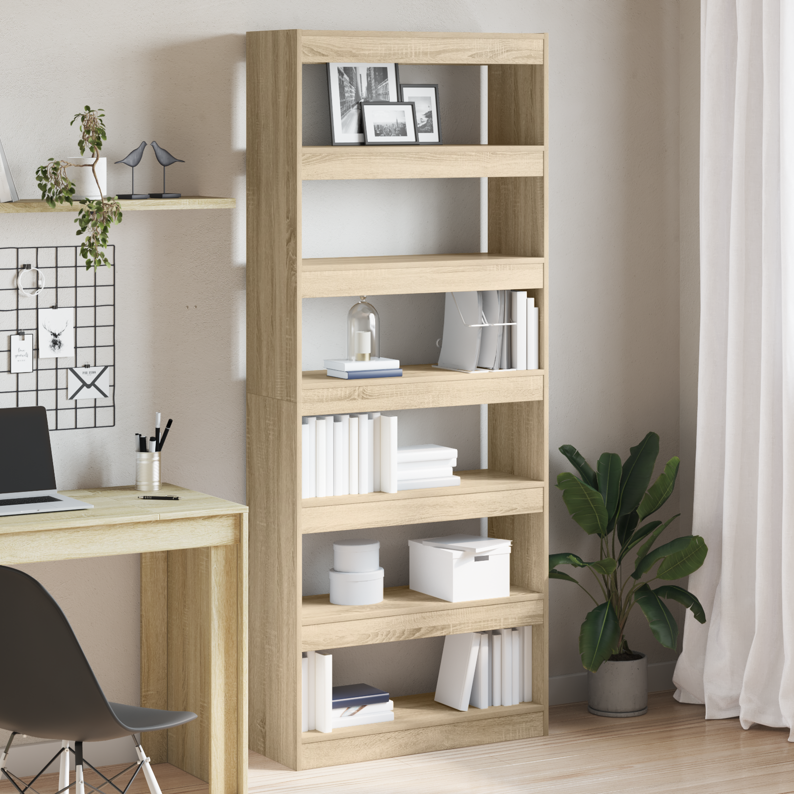 Sonoma Oak Bookshelf Sonoma oak Engineered wood 80 x 30 x 198 cm