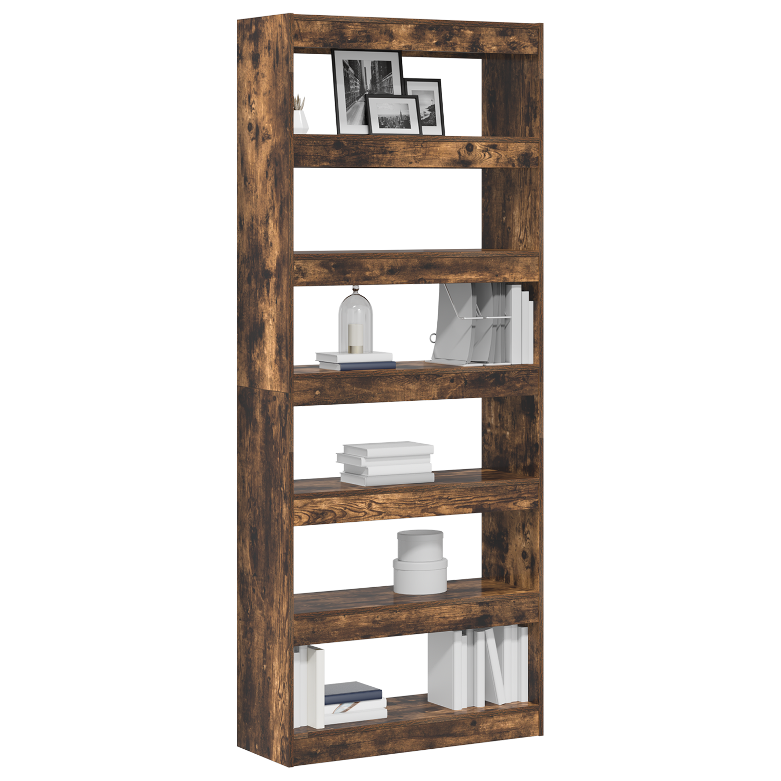 Smoked Oak Bookshelf Smoked Oak Wood 80 x 30 x 198 cm Shelving - Image 3