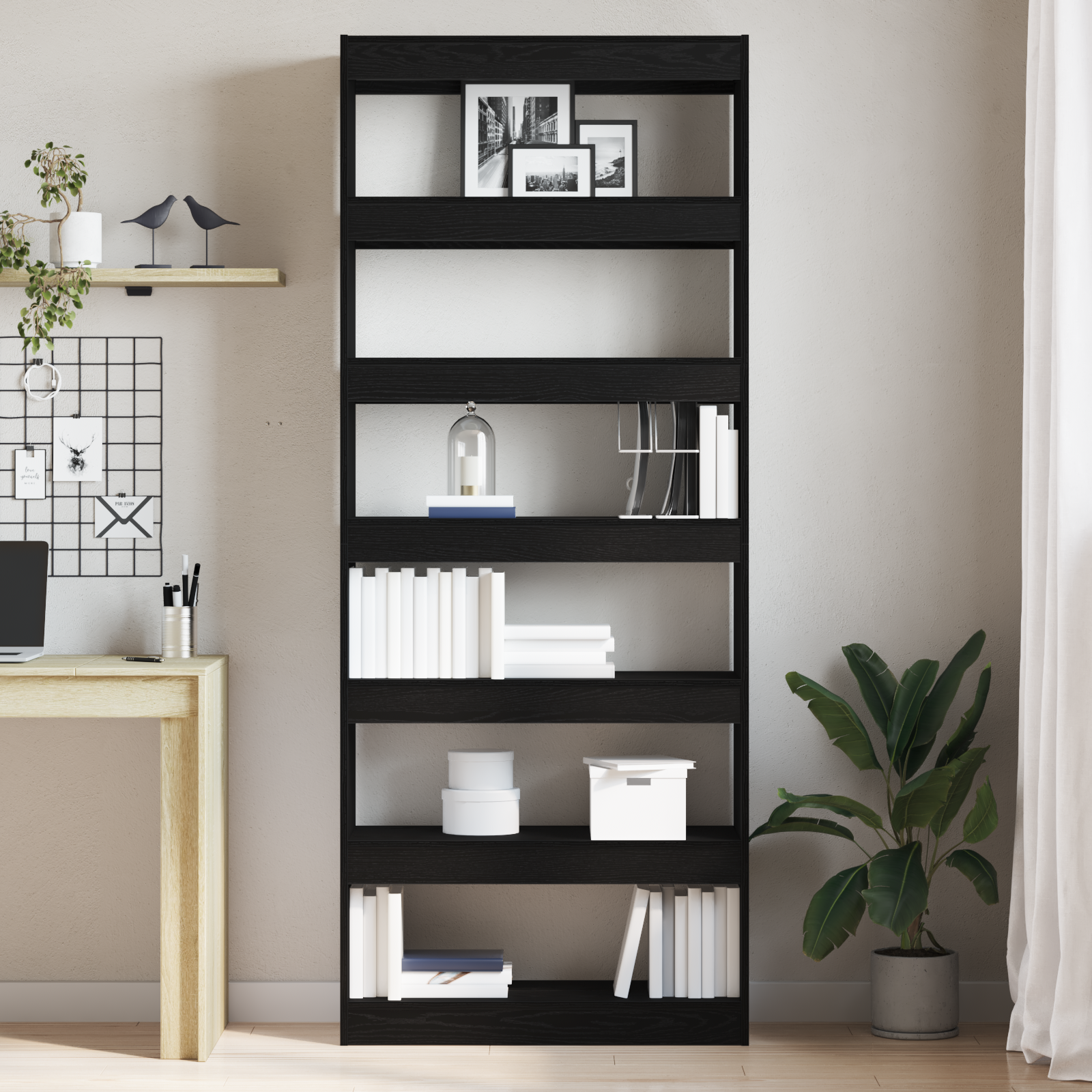 Black Oak Bookshelf Black oak Engineered Wood 80 x 30 x 198 cm - Image 4