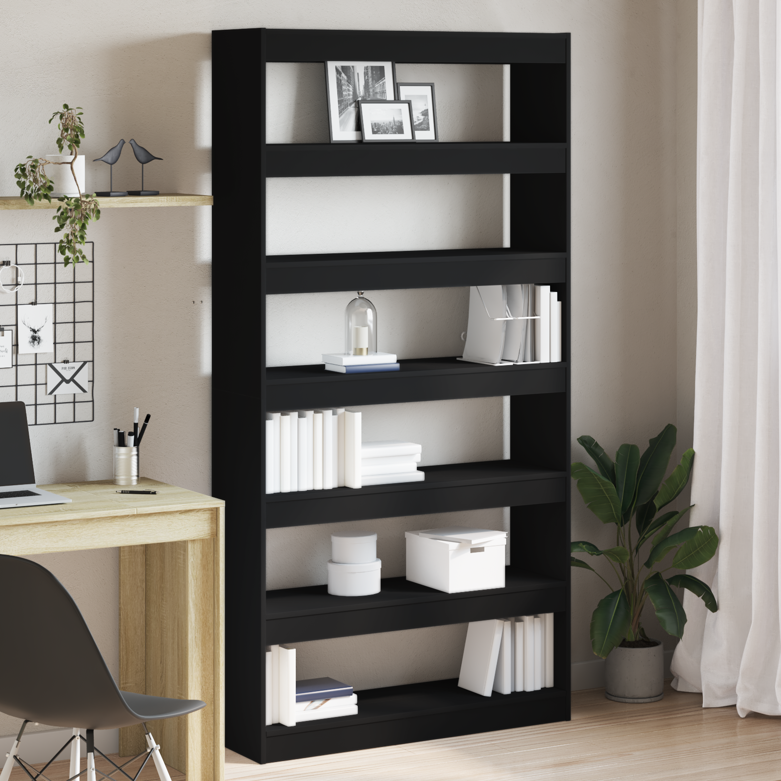 Bookcase Black Engineered wood 100 x 30 x 198 cm Bookshelf