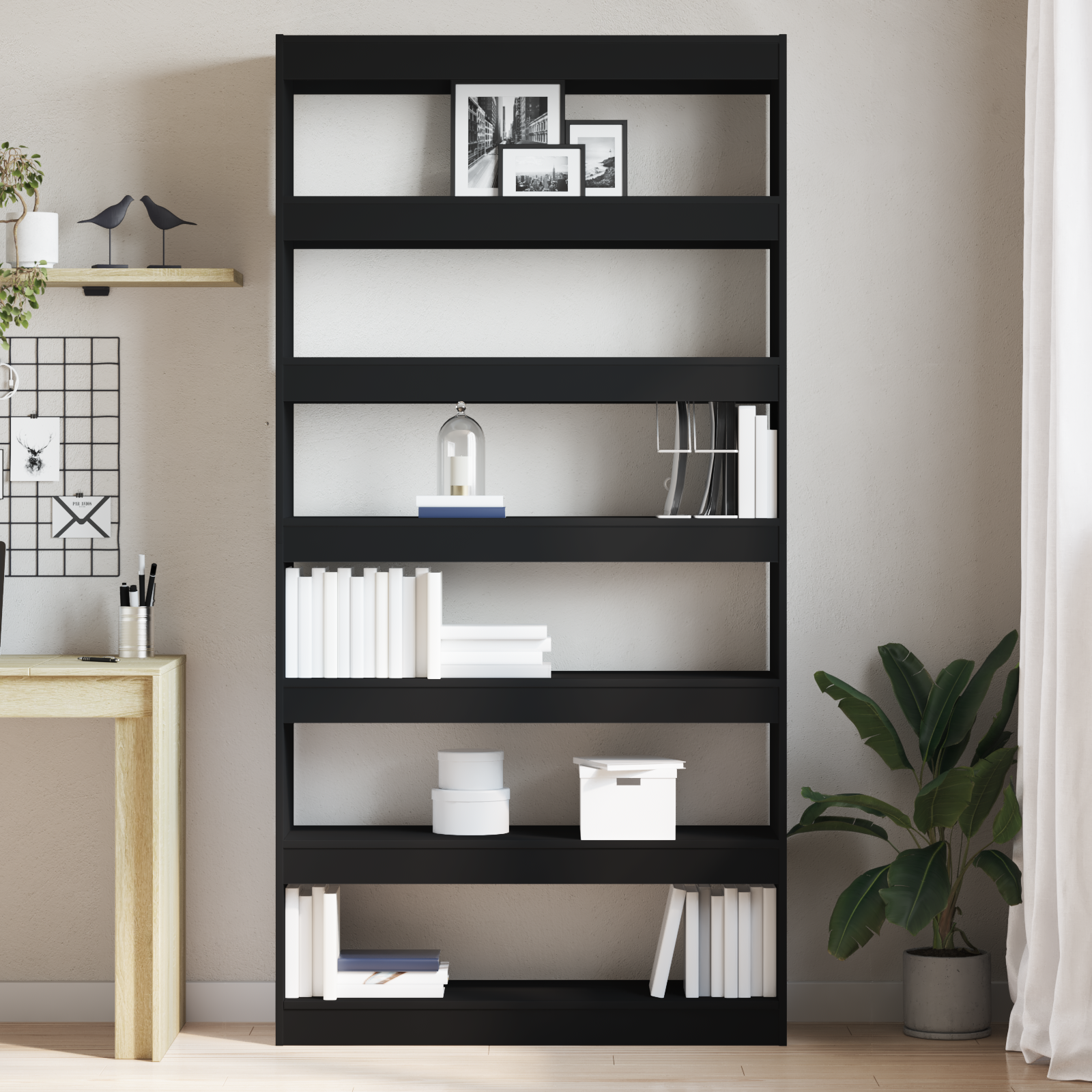 Bookcase Black Engineered wood 100 x 30 x 198 cm Bookshelf - Image 4
