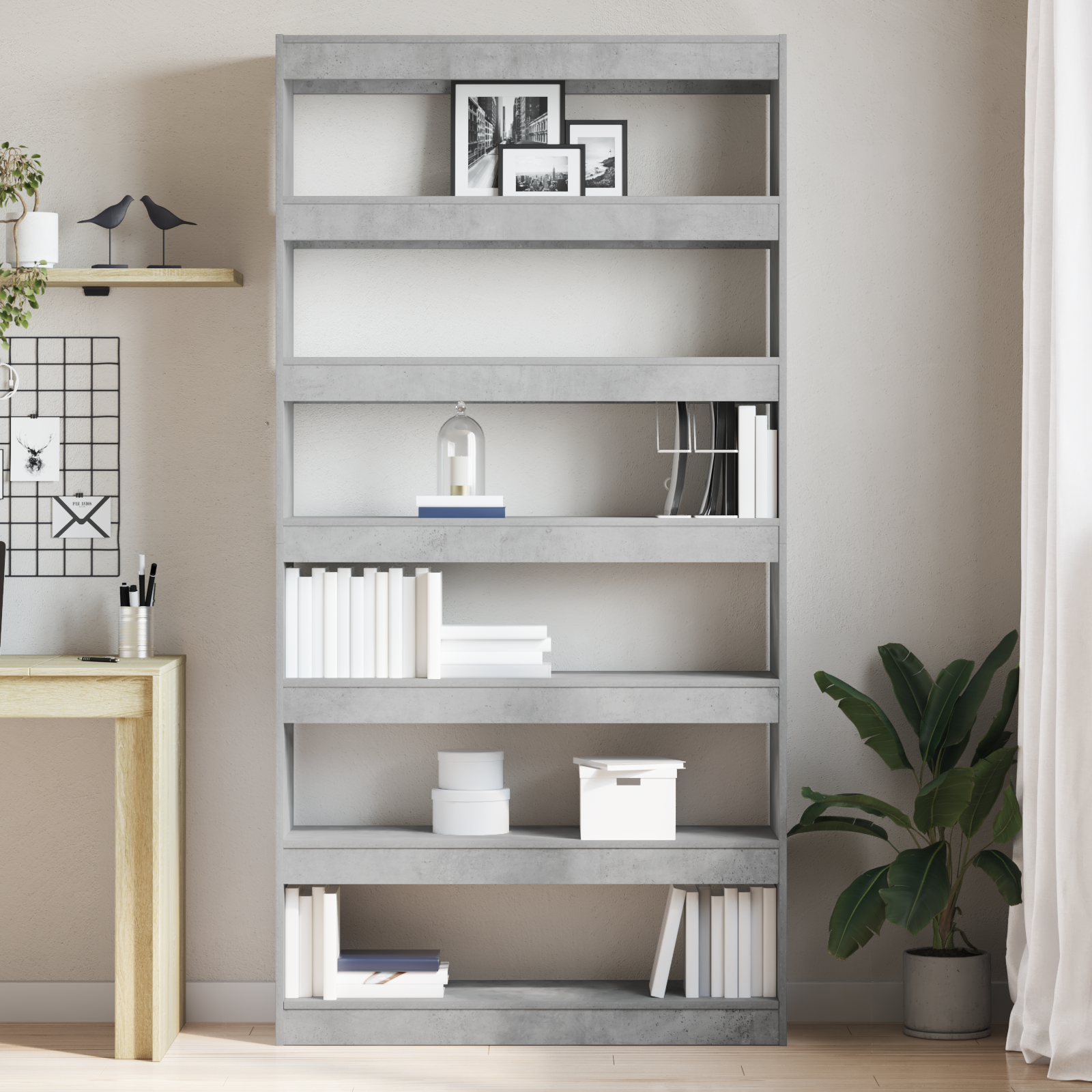 Bookcase Grey Engineered wood 100 x 30 x 198 cm Bookshelf - Image 4