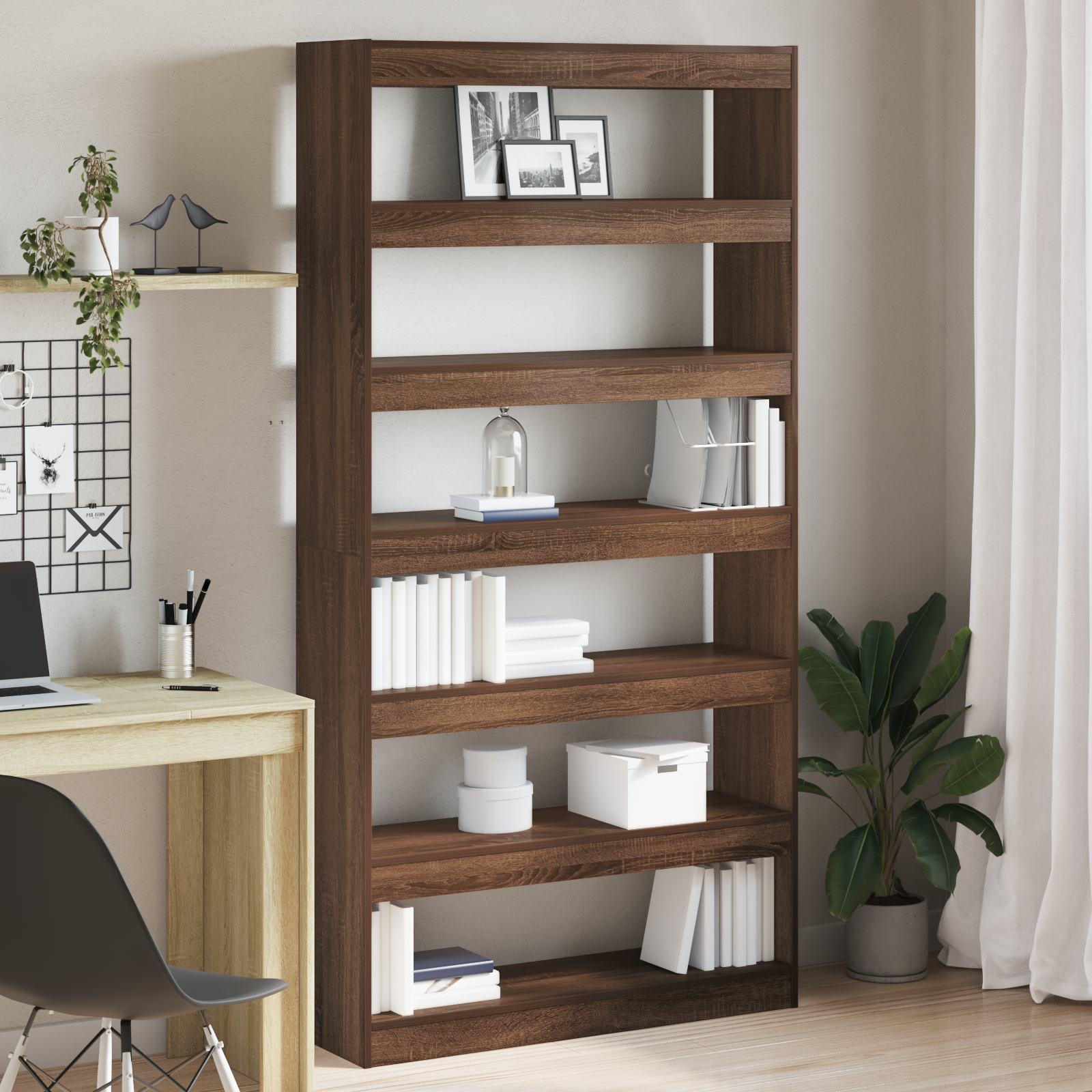Bookcase Brown oak Engineered wood 100 x 30 x 198 cm