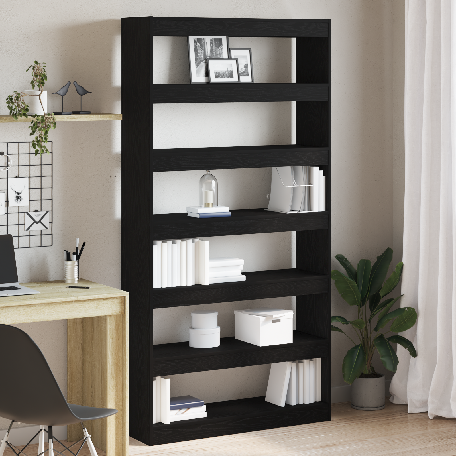 Bookcase Black oak Engineered wood 100 x 30 x 198 cm Shelving