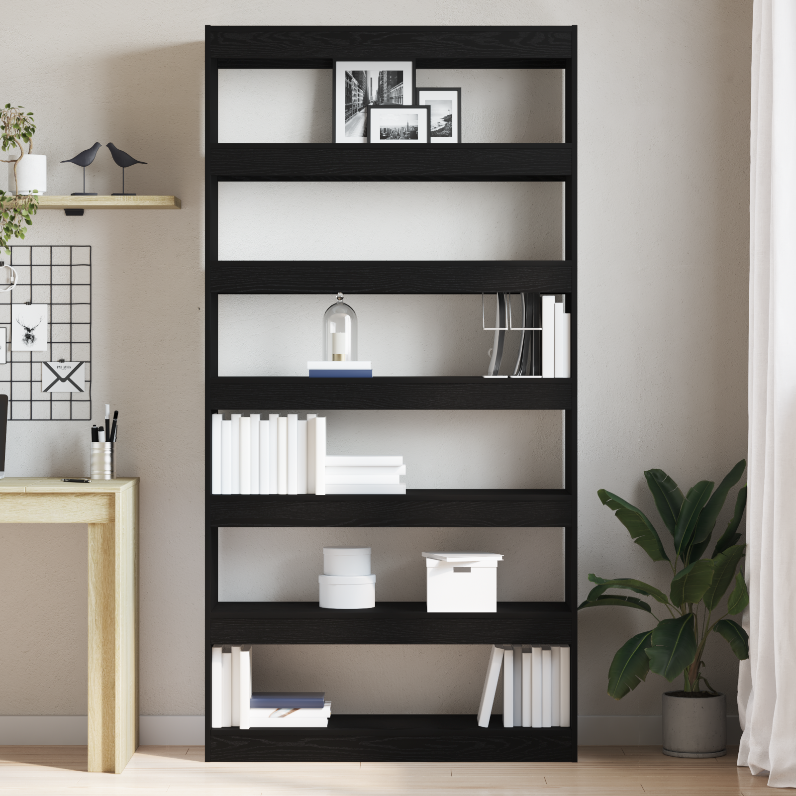 Bookcase Black oak Engineered wood 100 x 30 x 198 cm Shelving - Image 4