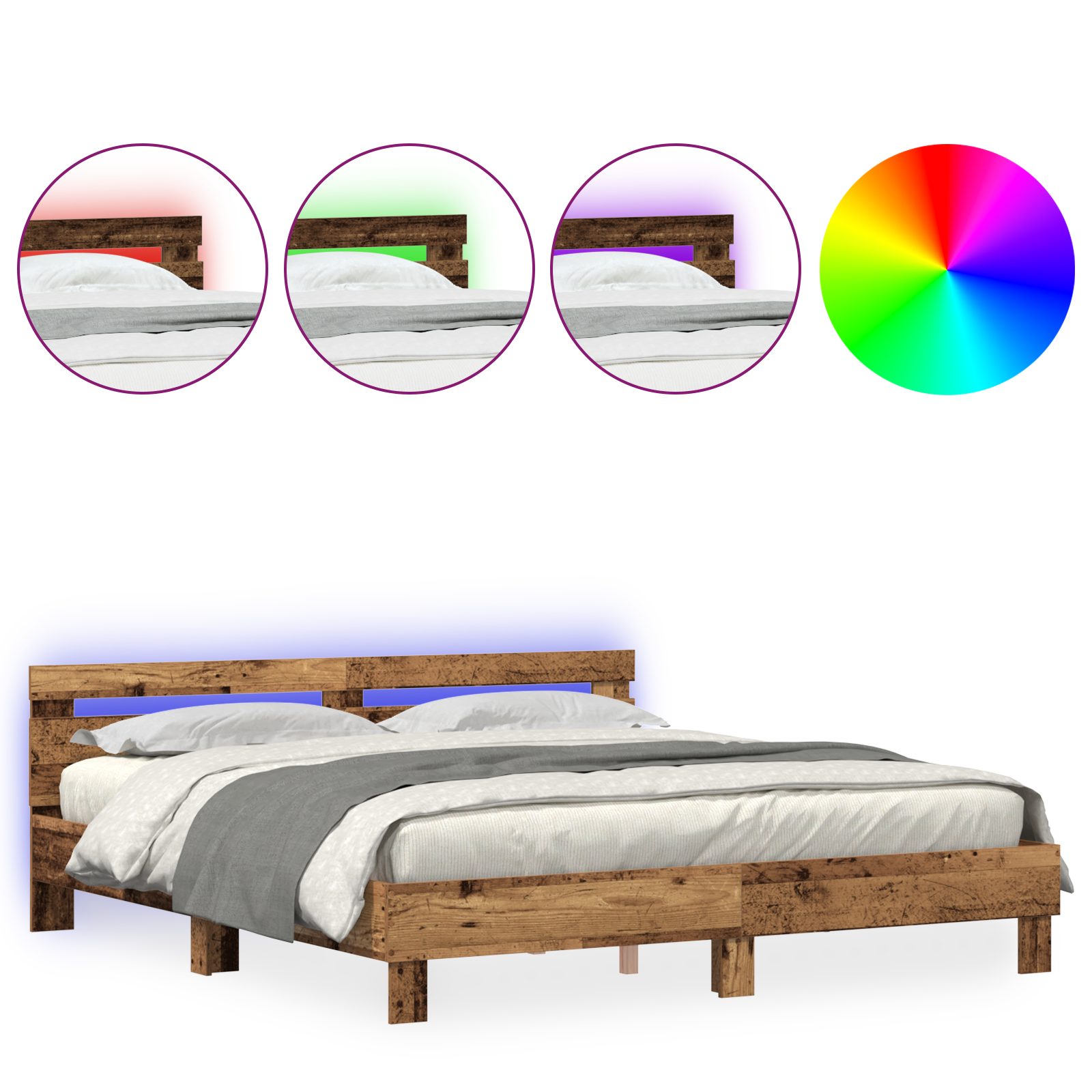 Bed Frame Rustic Old Wood Solid Reclaimed Wood 200 x 200 cm Tough - Image 4