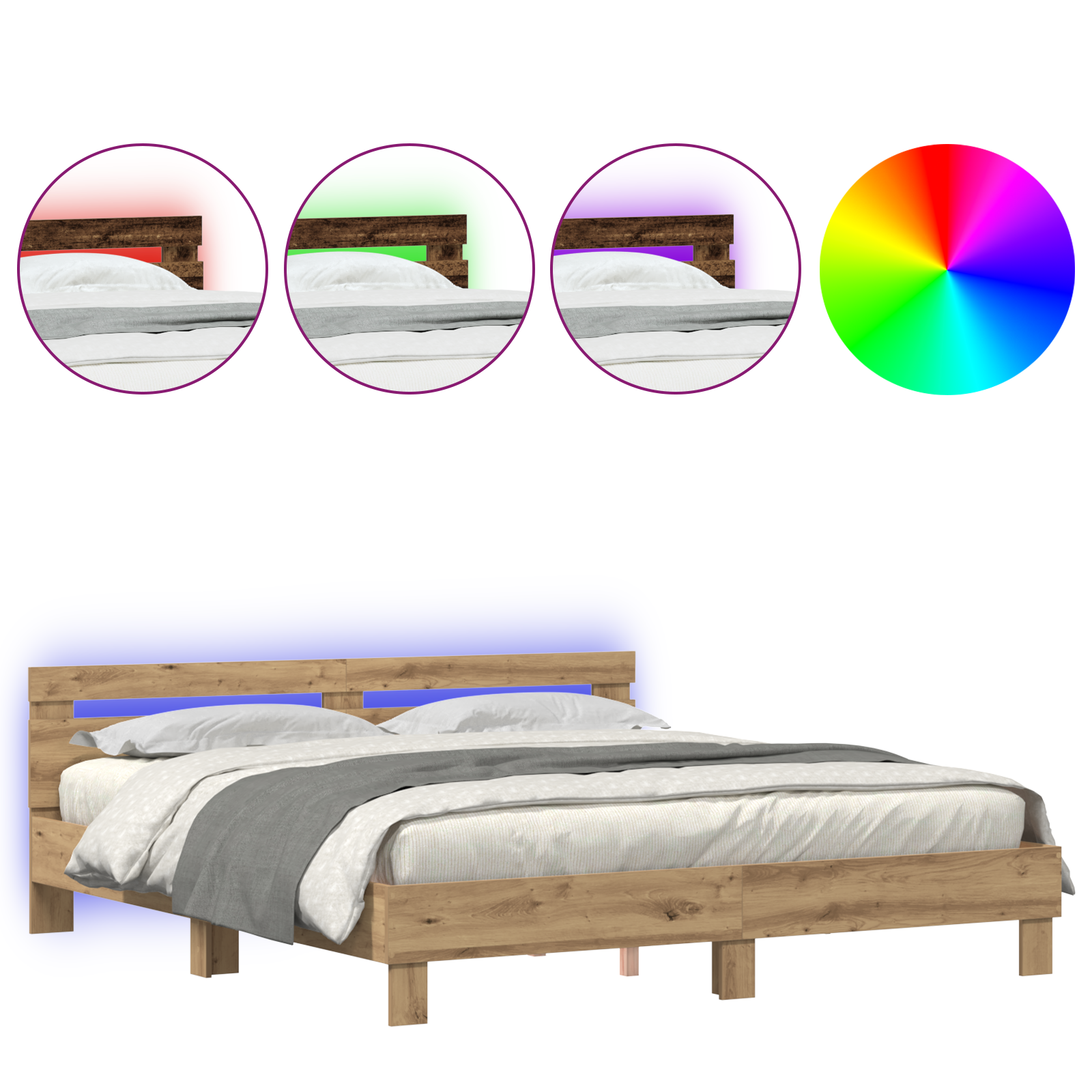 Wood Bed Frame Artisan Oak Solid Oak Wood 200 x 200 cm Bed Frame - Image 4