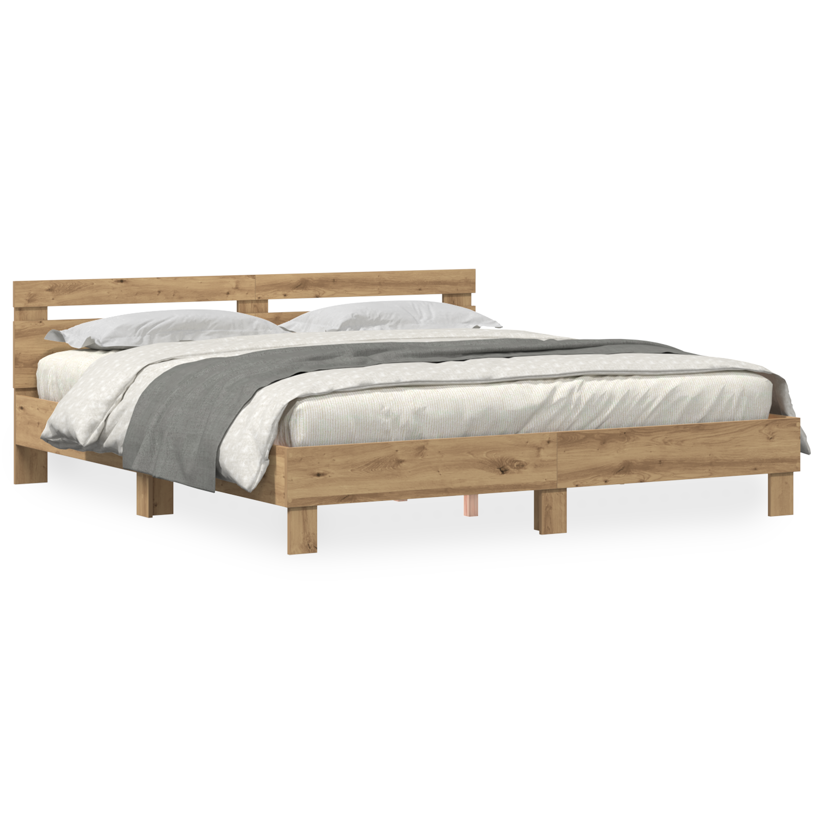 Wood Bed Frame Artisan Oak Solid Oak Wood 200 x 200 cm Bed Frame - Image 3