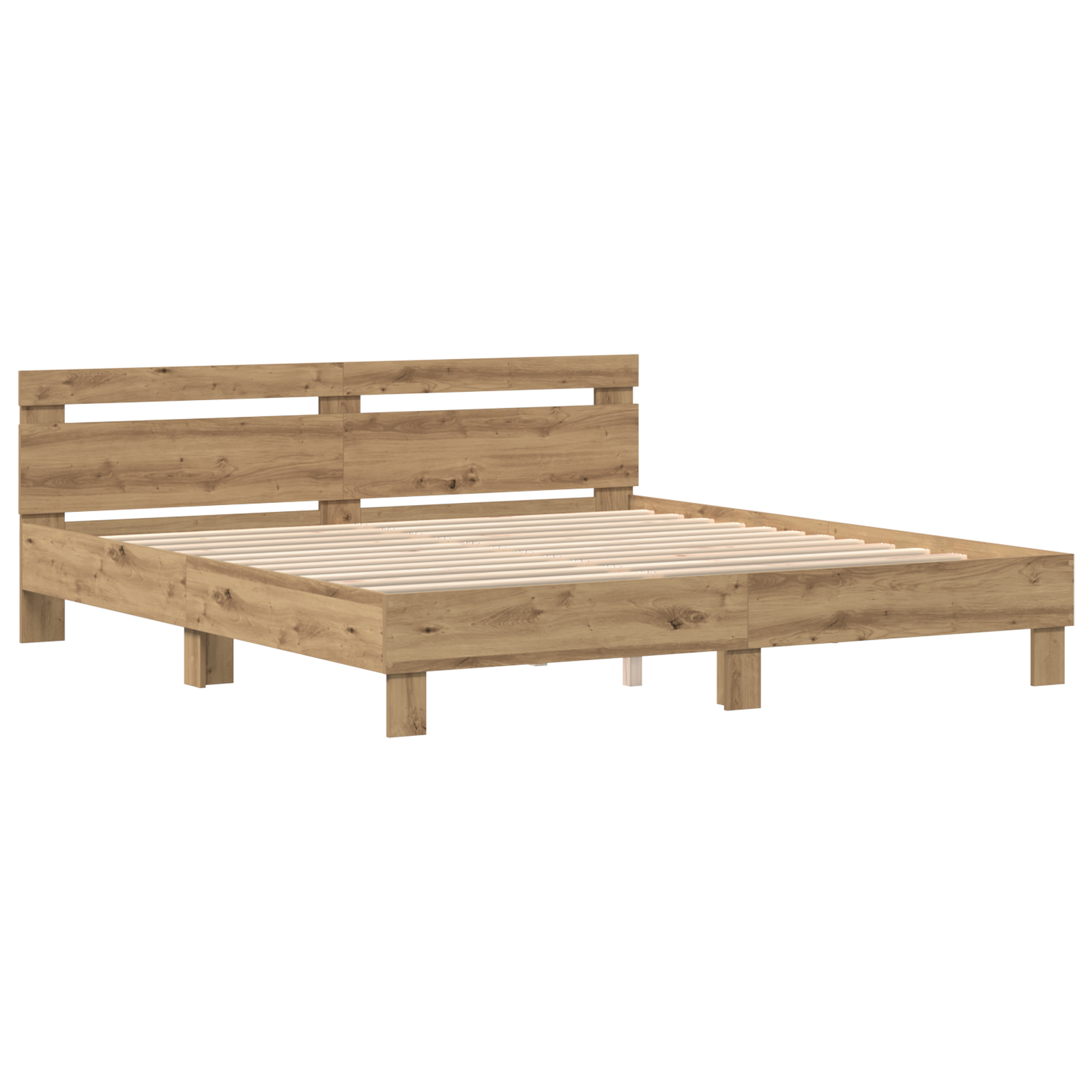 Wood Bed Frame Artisan Oak Solid Oak Wood 200 x 200 cm Bed Frame - Image 5