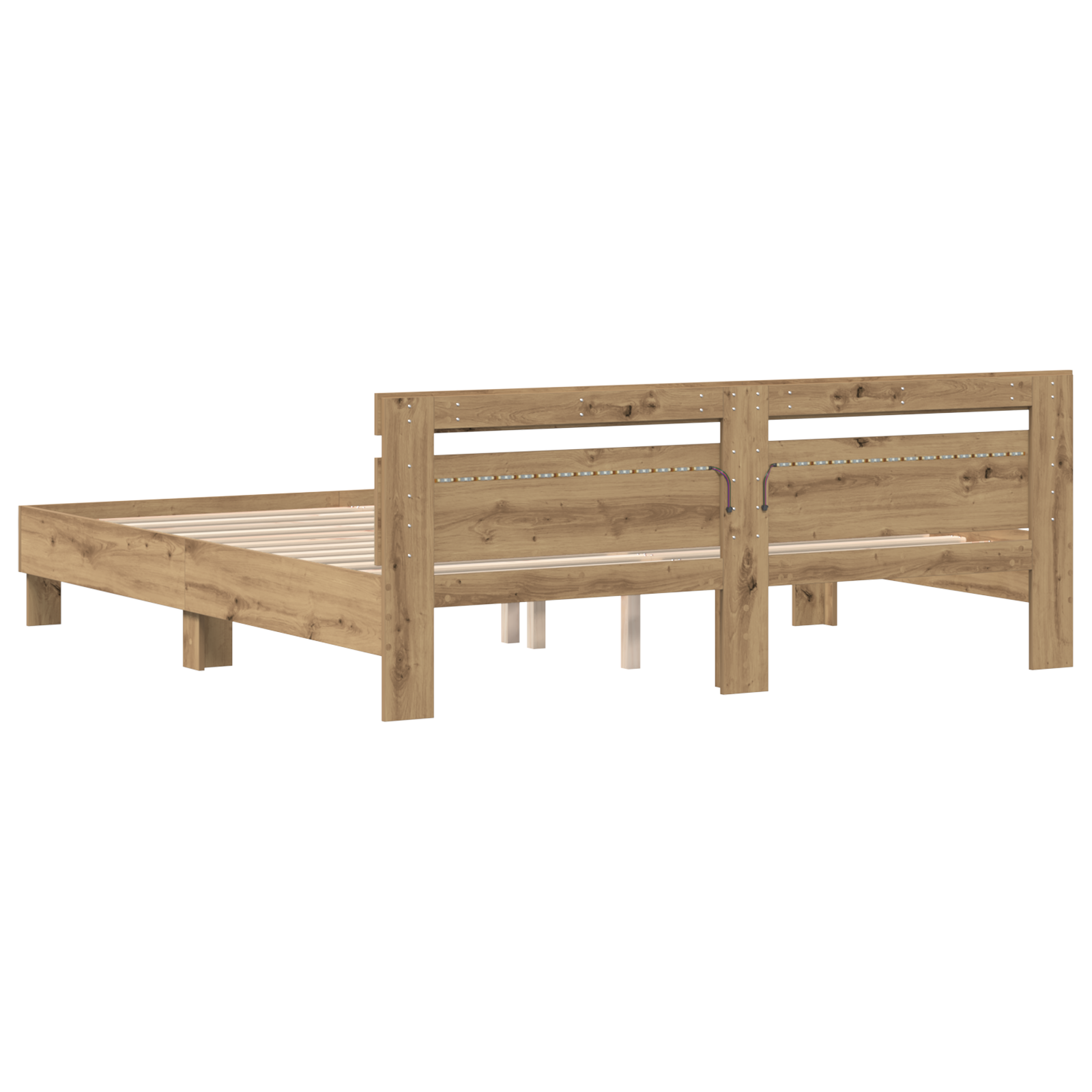 Wood Bed Frame Artisan Oak Solid Oak Wood 200 x 200 cm Bed Frame - Image 8
