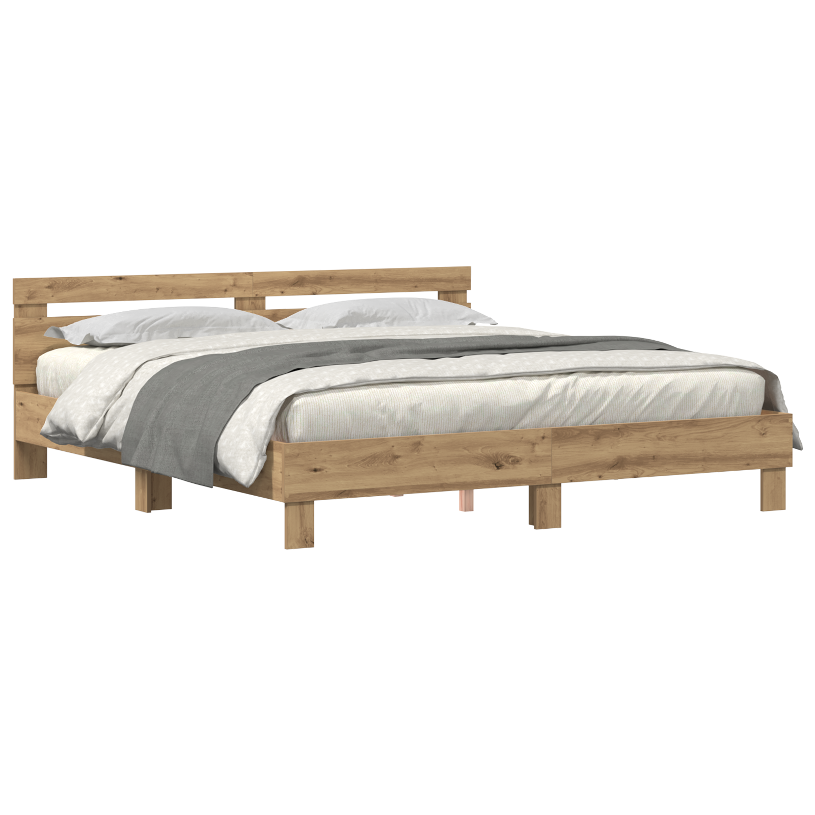 Wood Bed Frame Artisan Oak Solid Oak Wood 200 x 200 cm Bed Frame - Image 2