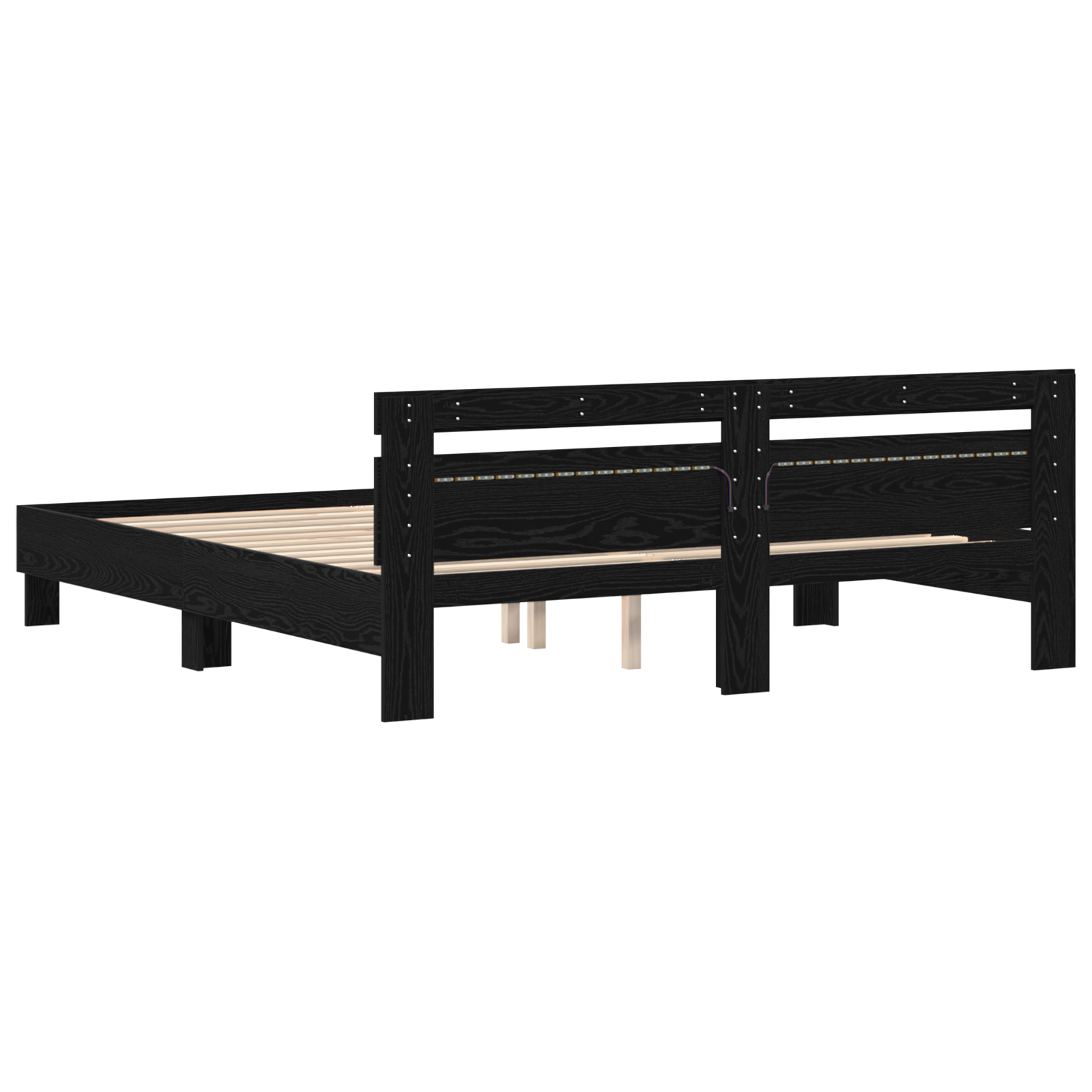 Wood Bed Frame Black oak Solid wood 200 x 200 cm Durable - Image 8