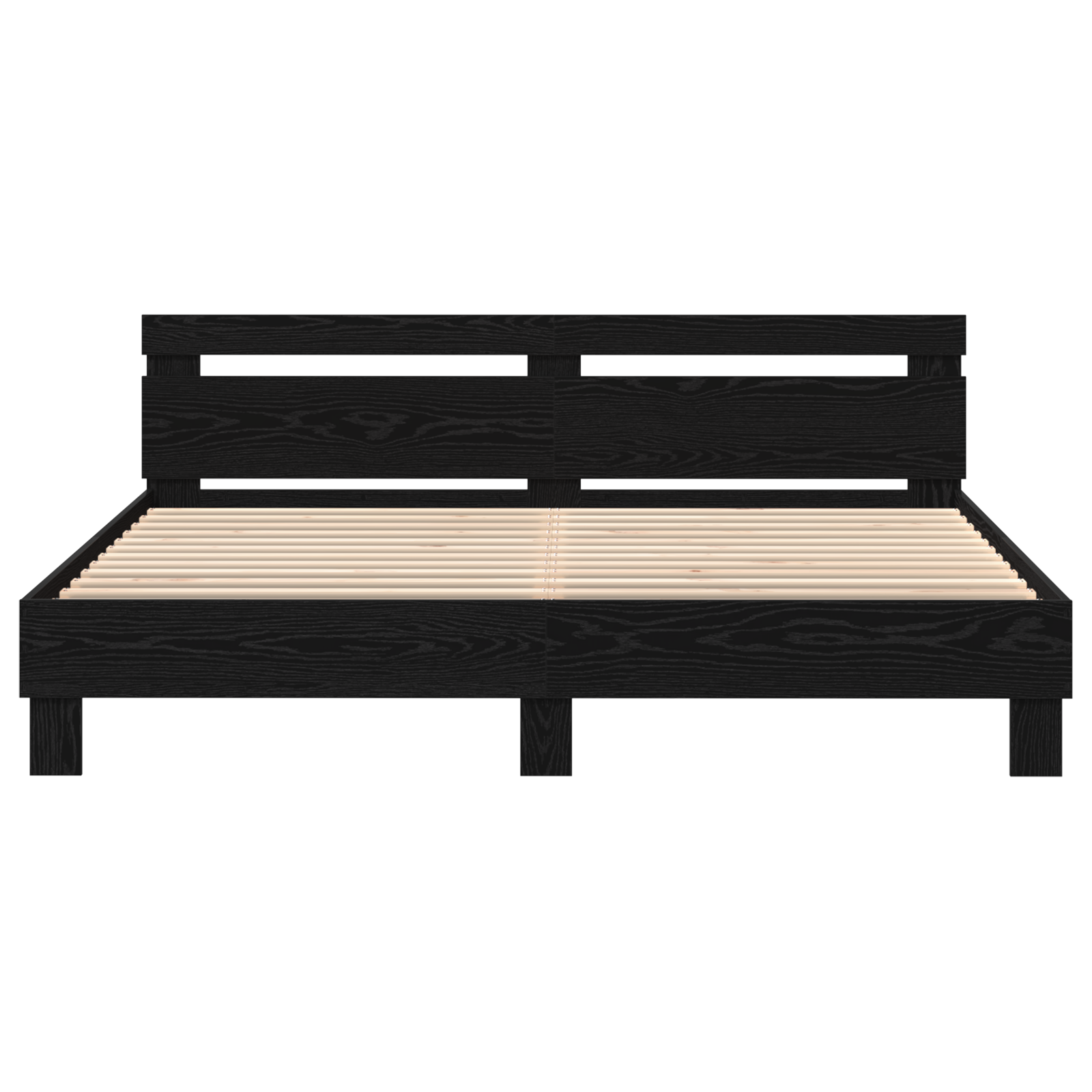Wood Bed Frame Black oak Solid wood 200 x 200 cm Durable - Image 6
