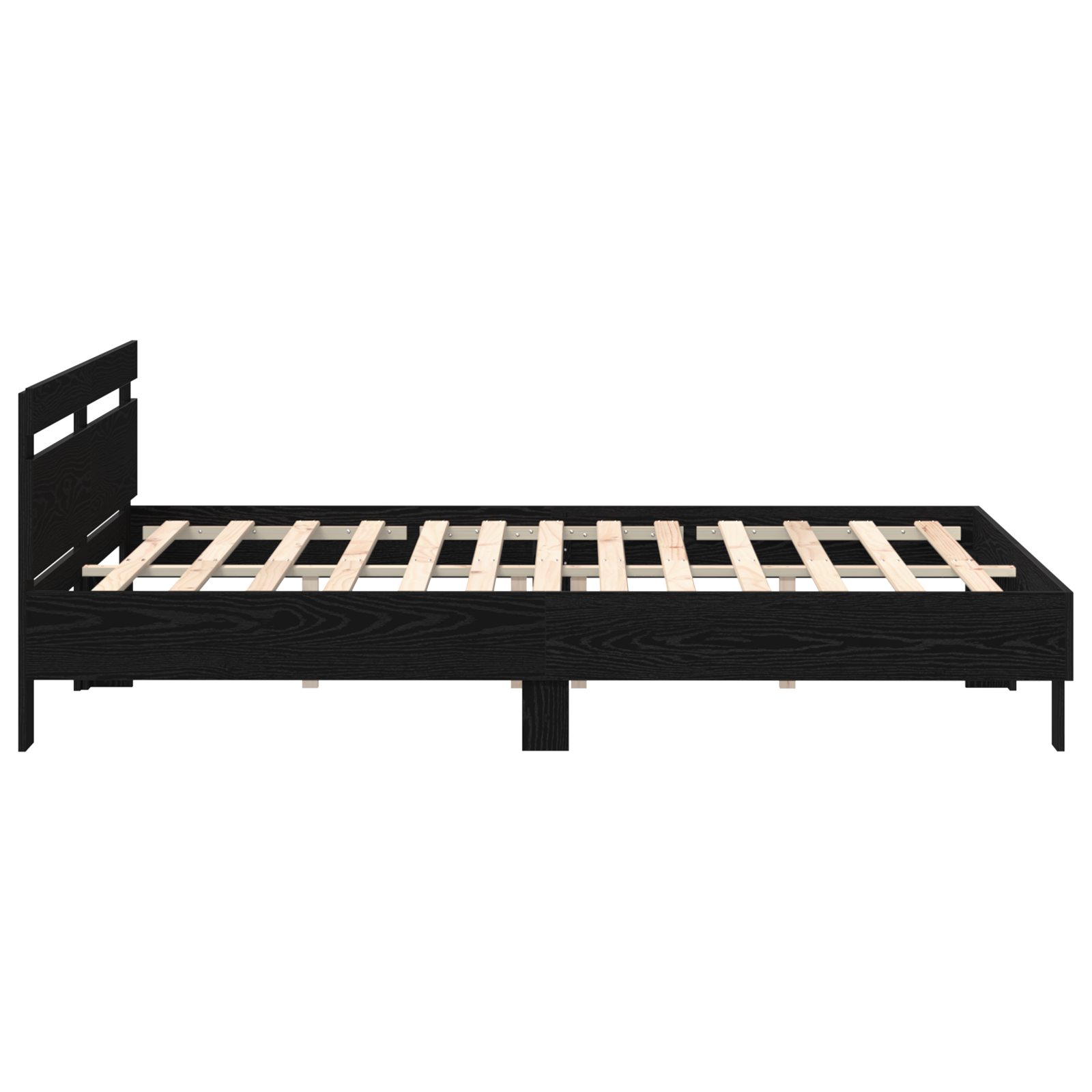 Wood Bed Frame Black oak Solid wood 200 x 200 cm Durable - Image 7