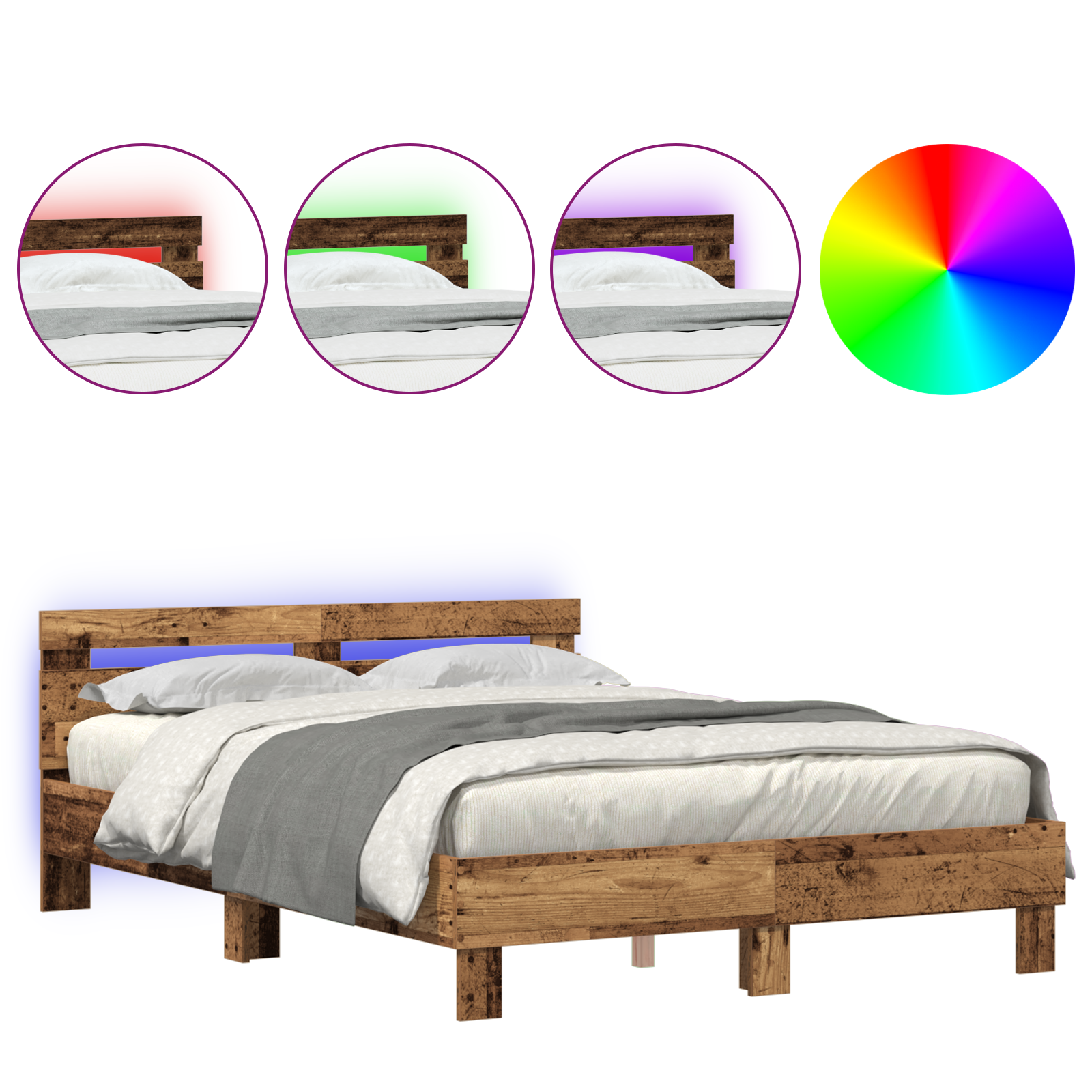 Wood Bed Frame Old wood Solid Reclaimed Wood 160 x 200 cm Durable - Image 4