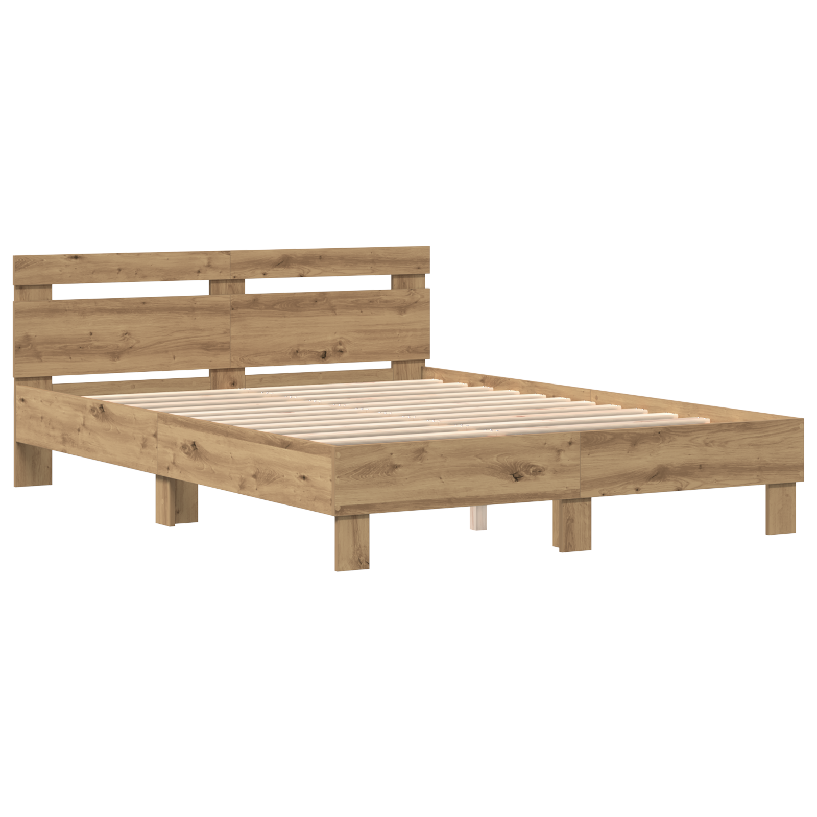Wood Bed Frame Artisan Oak Wood 150 x 200 cm - Image 5