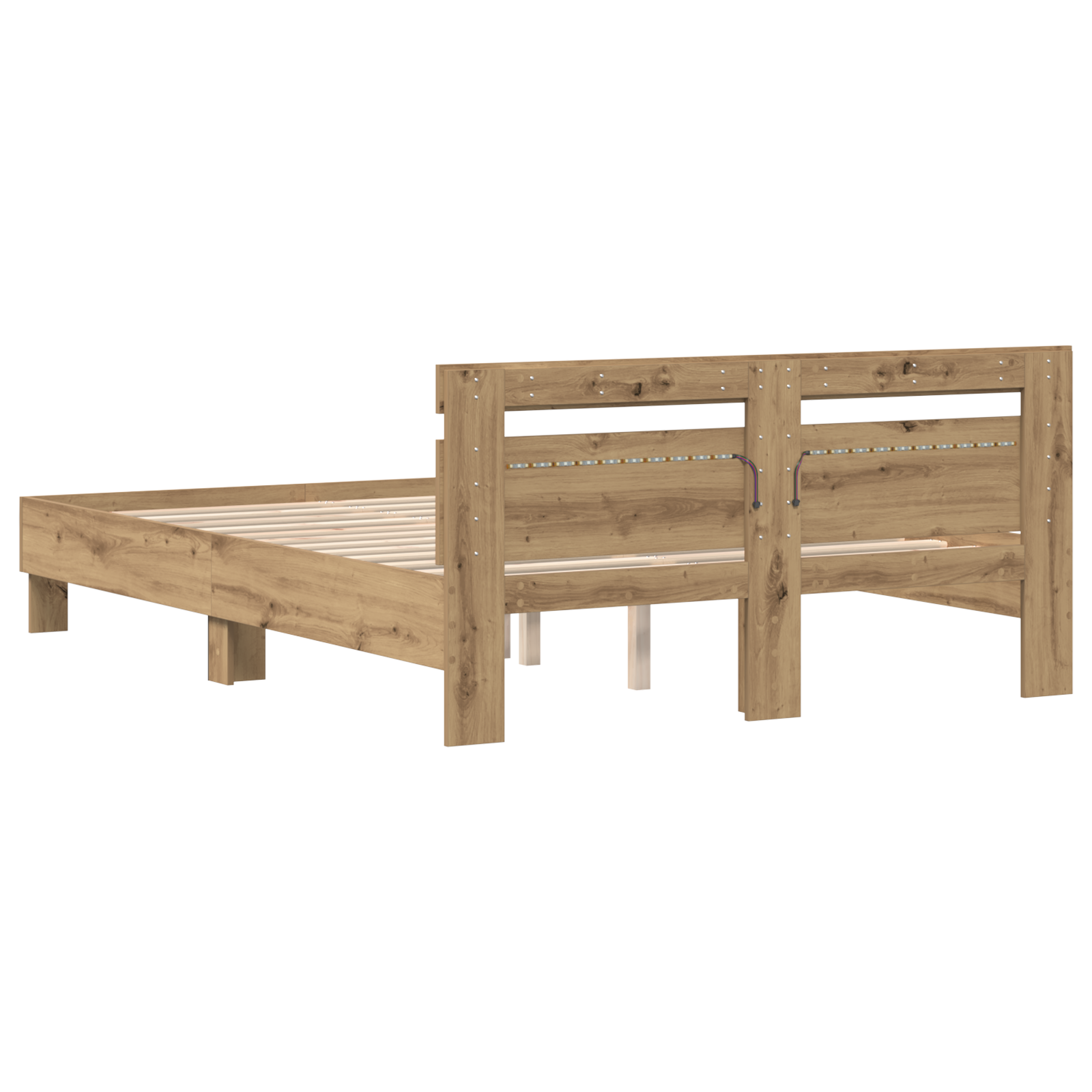 Wood Bed Frame Artisan Oak Wood 150 x 200 cm - Image 8