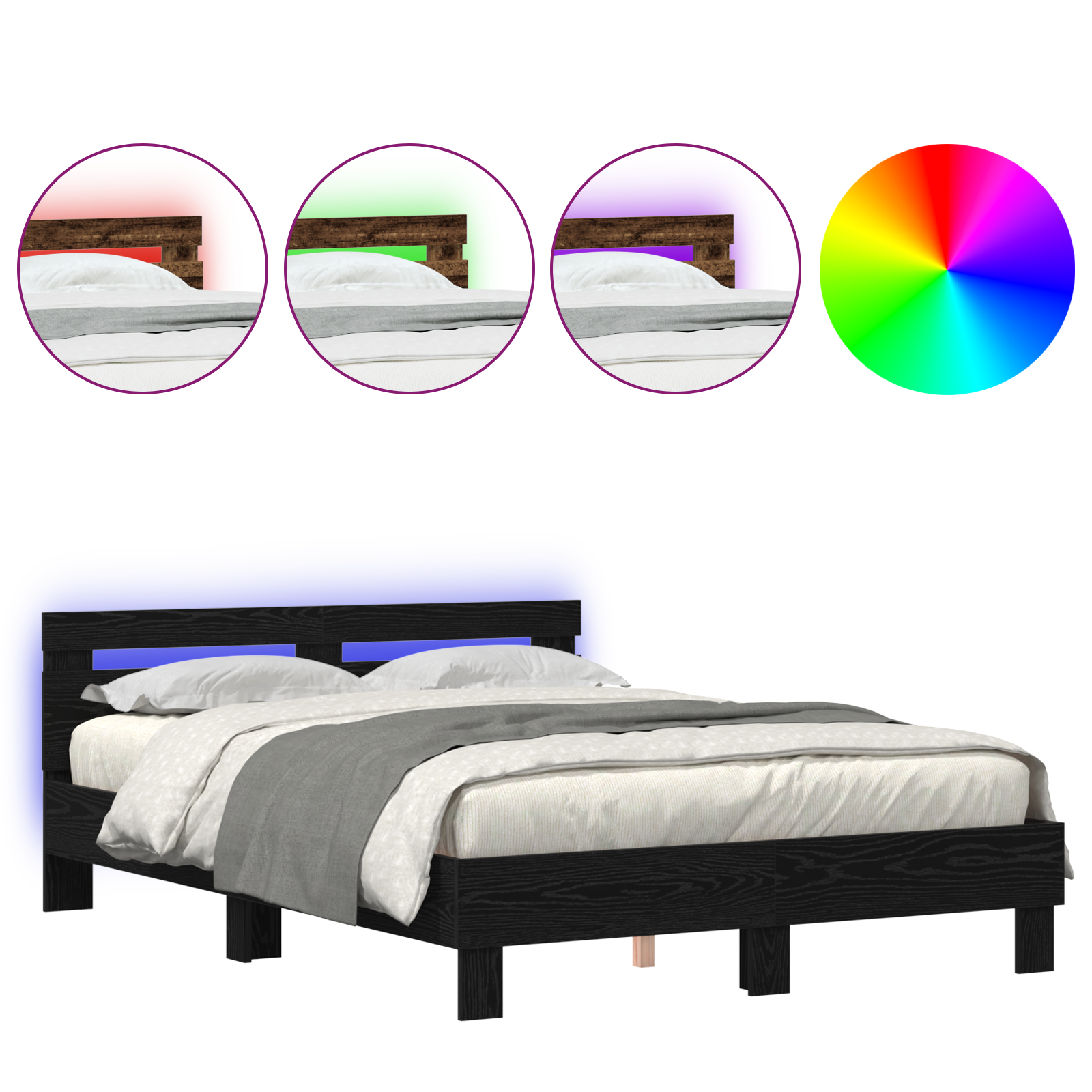 Black Oak Bed Frame Black Oak Solid Oak Wood 140 x 200 cm - Image 4