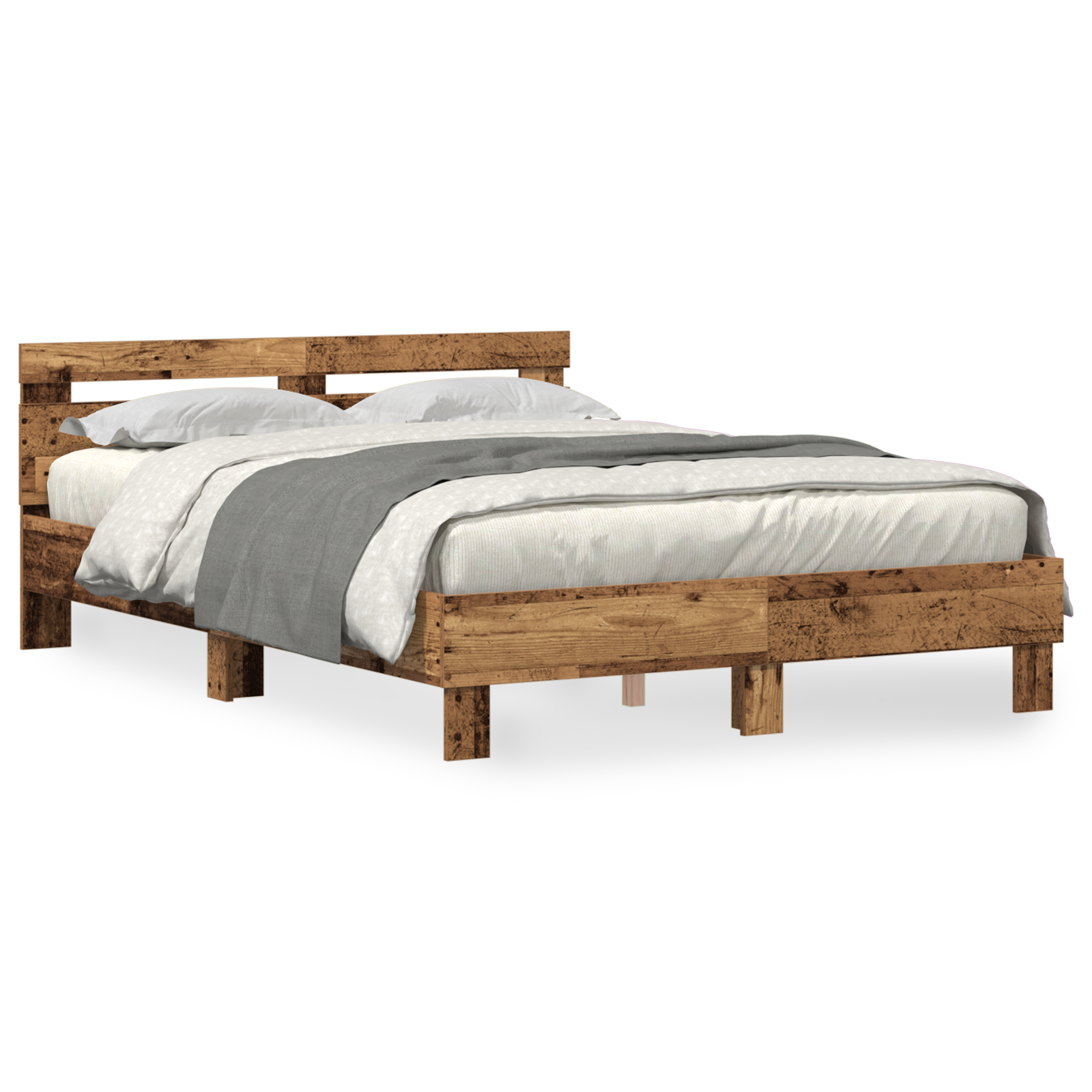 Wood Bed Frame Reclaimed Wood 140 x 190 cm Convertible Bed Frame - Image 3