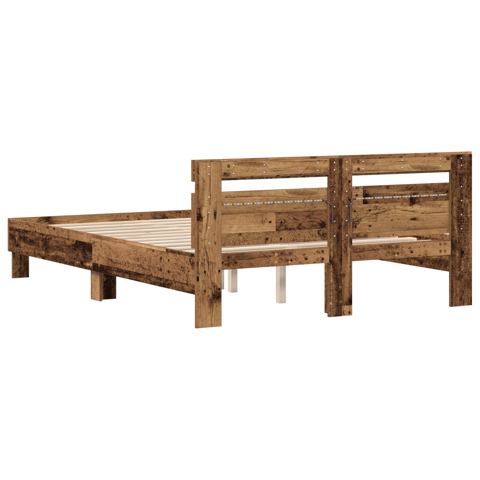 Wood Bed Frame Reclaimed Wood 140 x 190 cm Convertible Bed Frame - Image 8