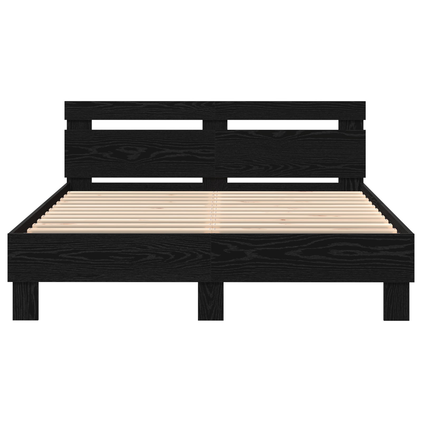 Black Bed Frame Black oak Wood 140 x 190 cm Durable - Image 6