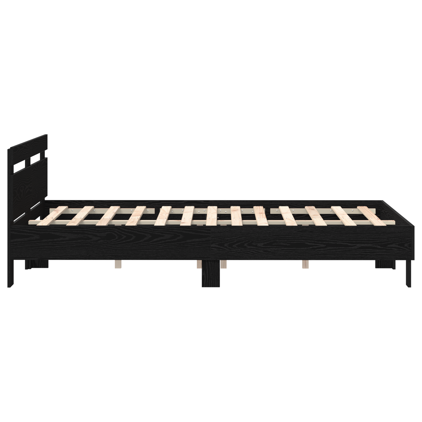 Black Bed Frame Black oak Wood 140 x 190 cm Durable - Image 7
