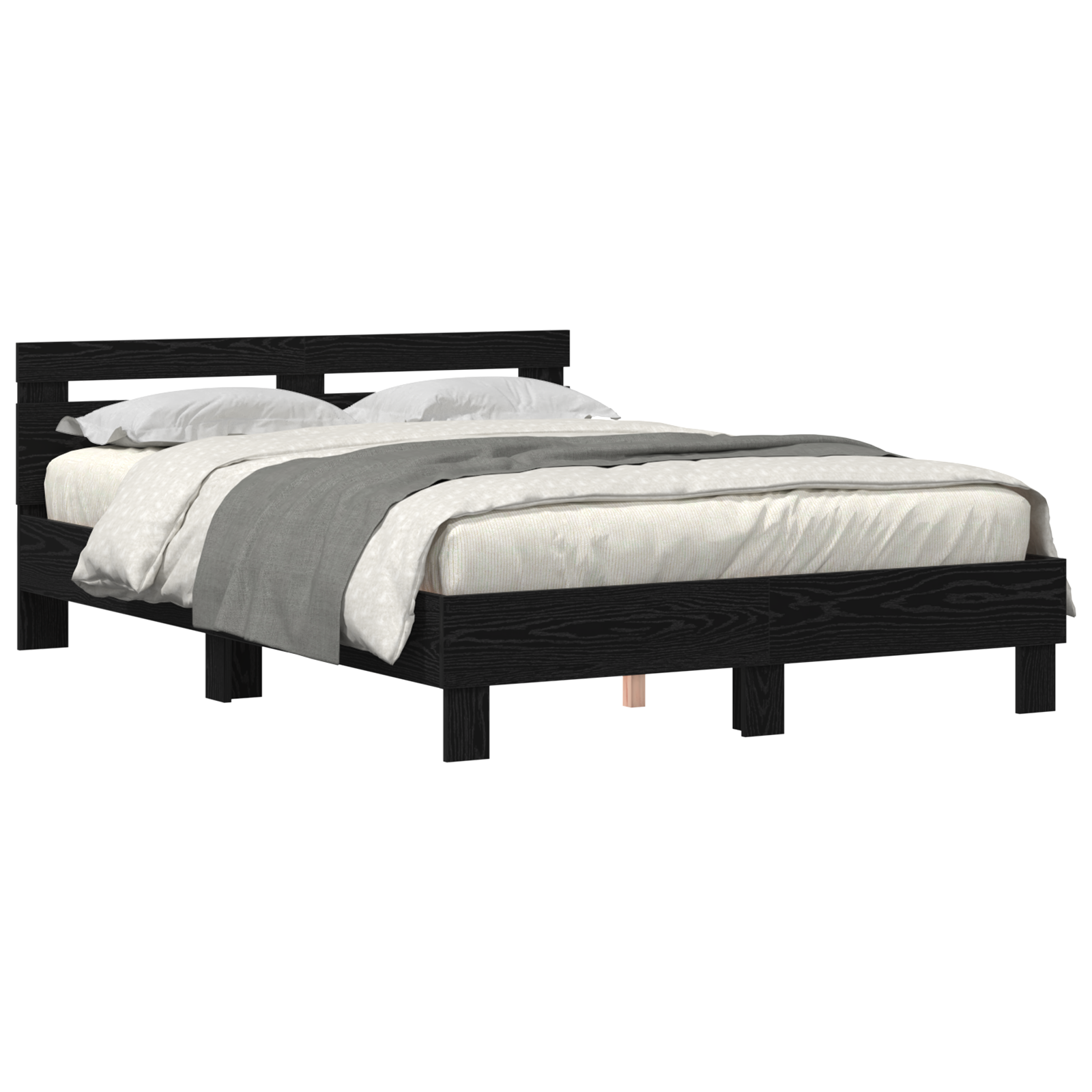 Black Bed Frame Black oak Wood 140 x 190 cm Durable - Image 2