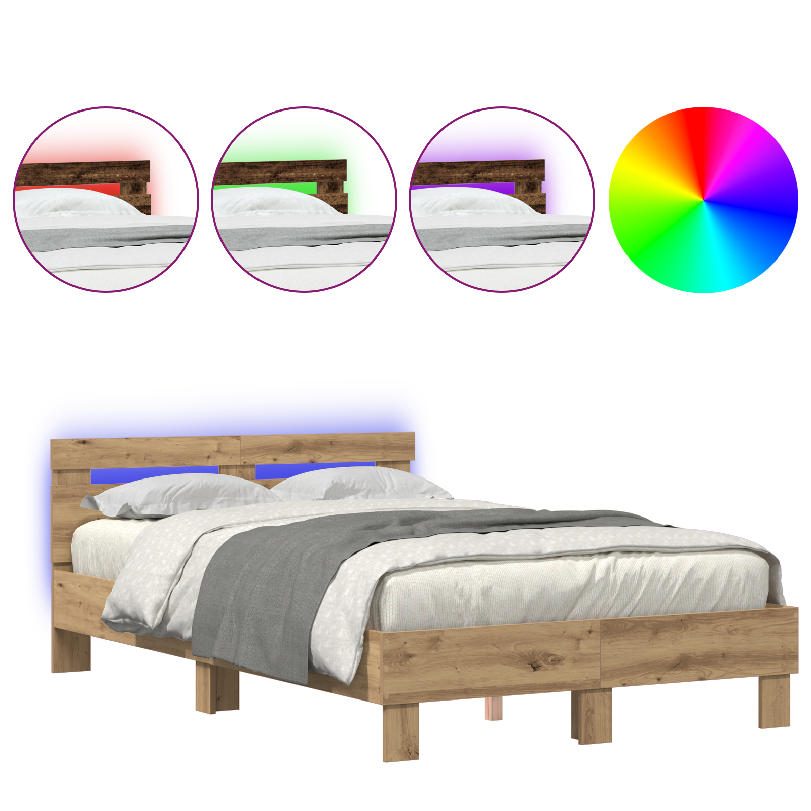 Oak Bed Frame Artisan oak Solid oak wood 135 x 190 cm Durable - Image 4