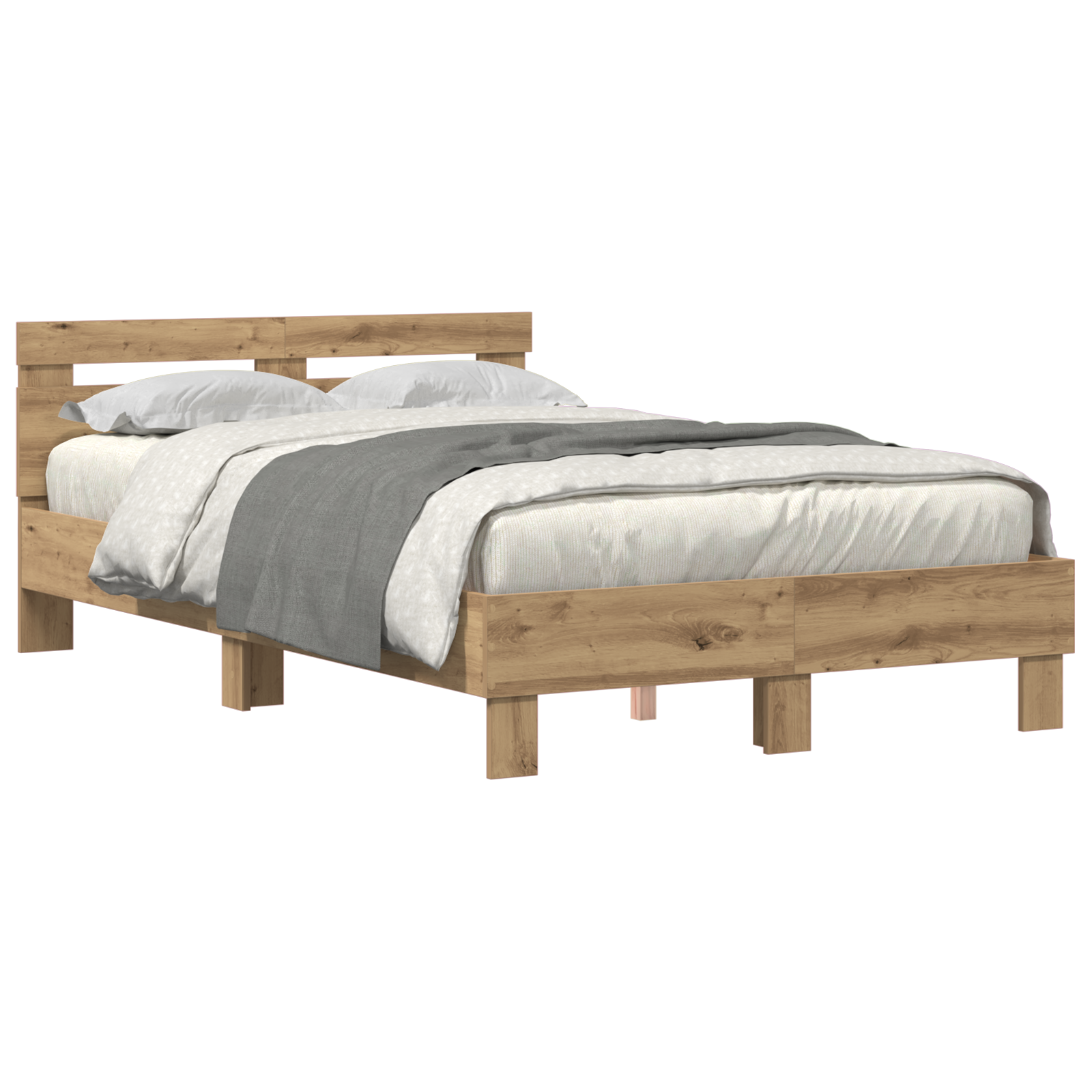 Oak Bed Frame Artisan oak Solid oak wood 135 x 190 cm Durable - Image 2