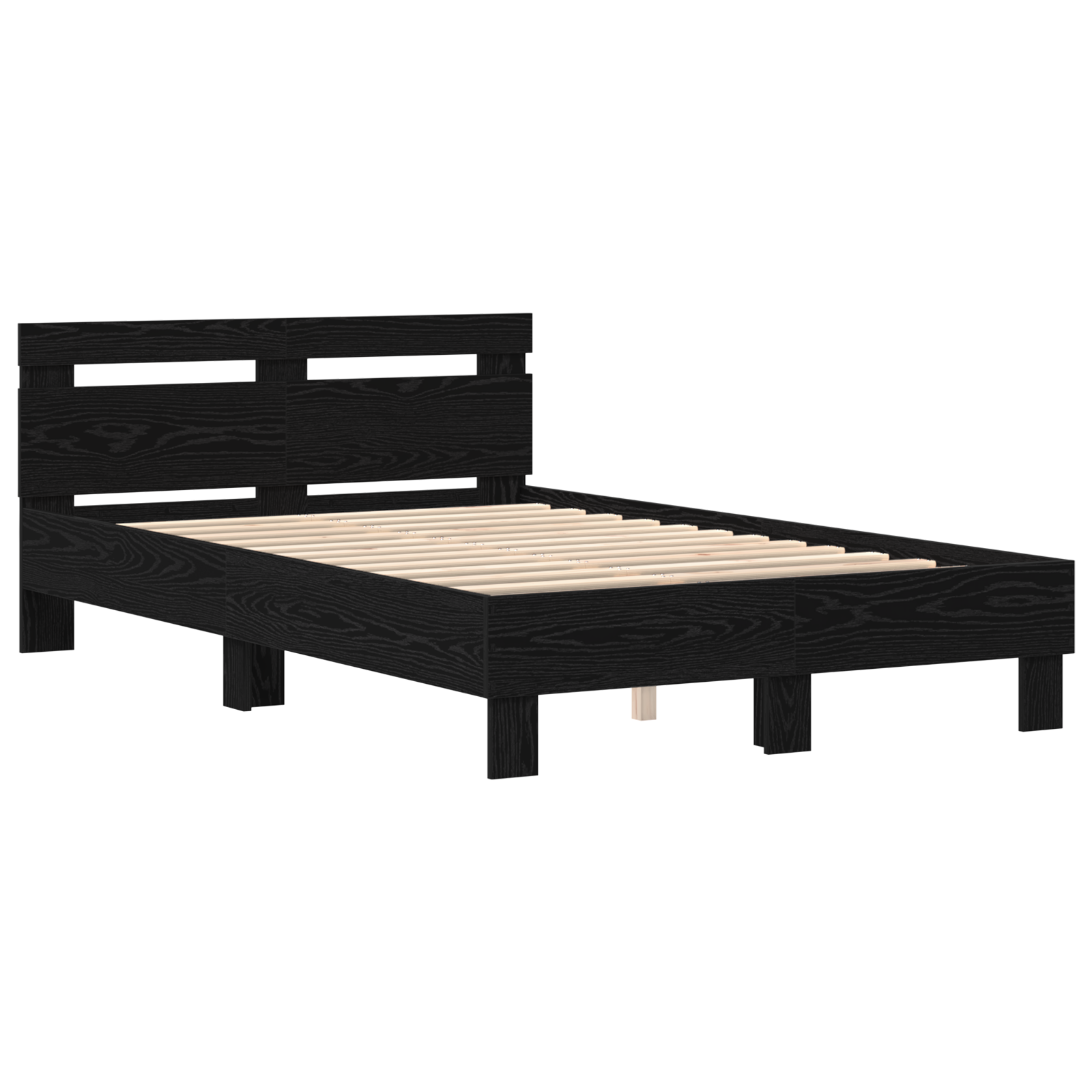 Oak Bed Frame Black Oak Engineered Wood 135 x 190 cm Durable - Image 5