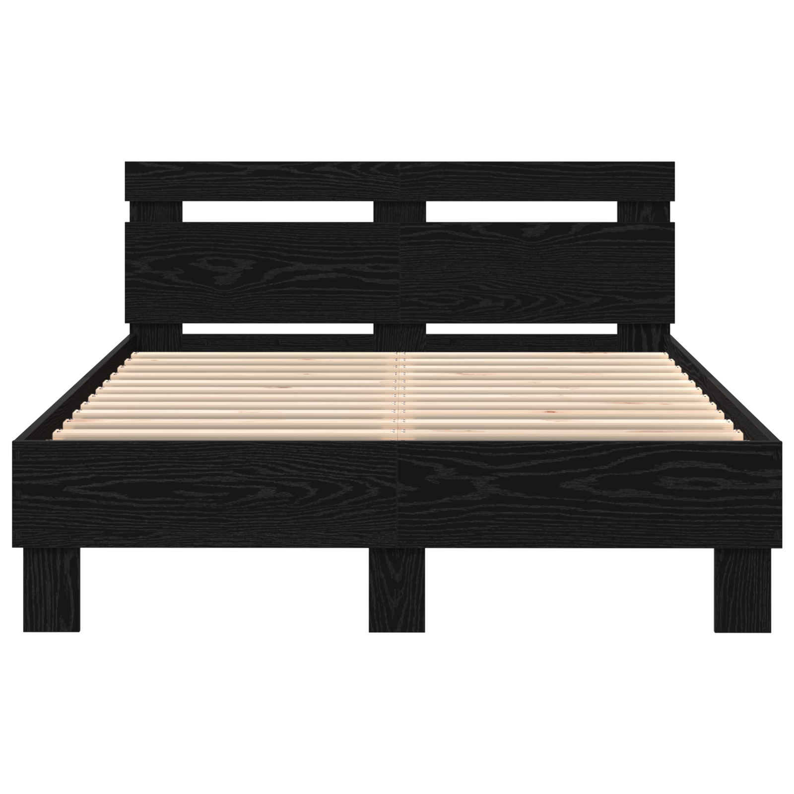 Oak Bed Frame Black Oak Engineered Wood 135 x 190 cm Durable - Image 6