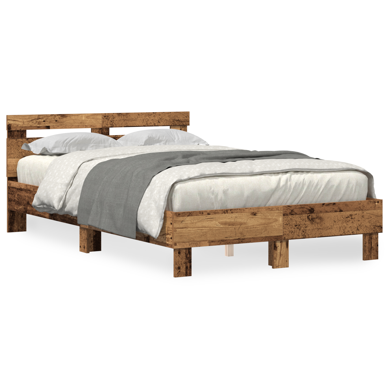 Engineered Wood Bed Frame Old wood Engineered wood 120 x 190 cm - Image 3