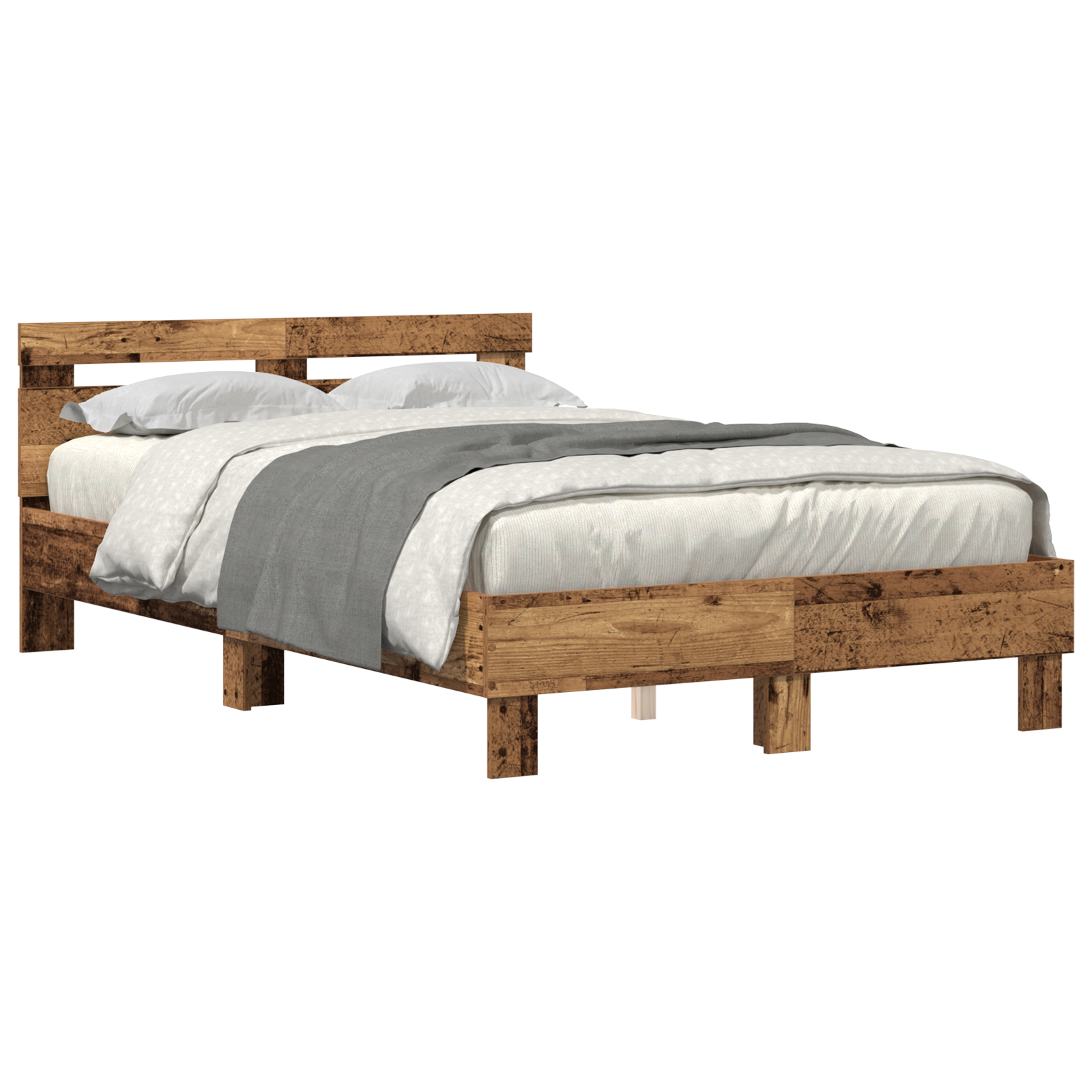 Engineered Wood Bed Frame Old wood Engineered wood 120 x 190 cm - Image 2