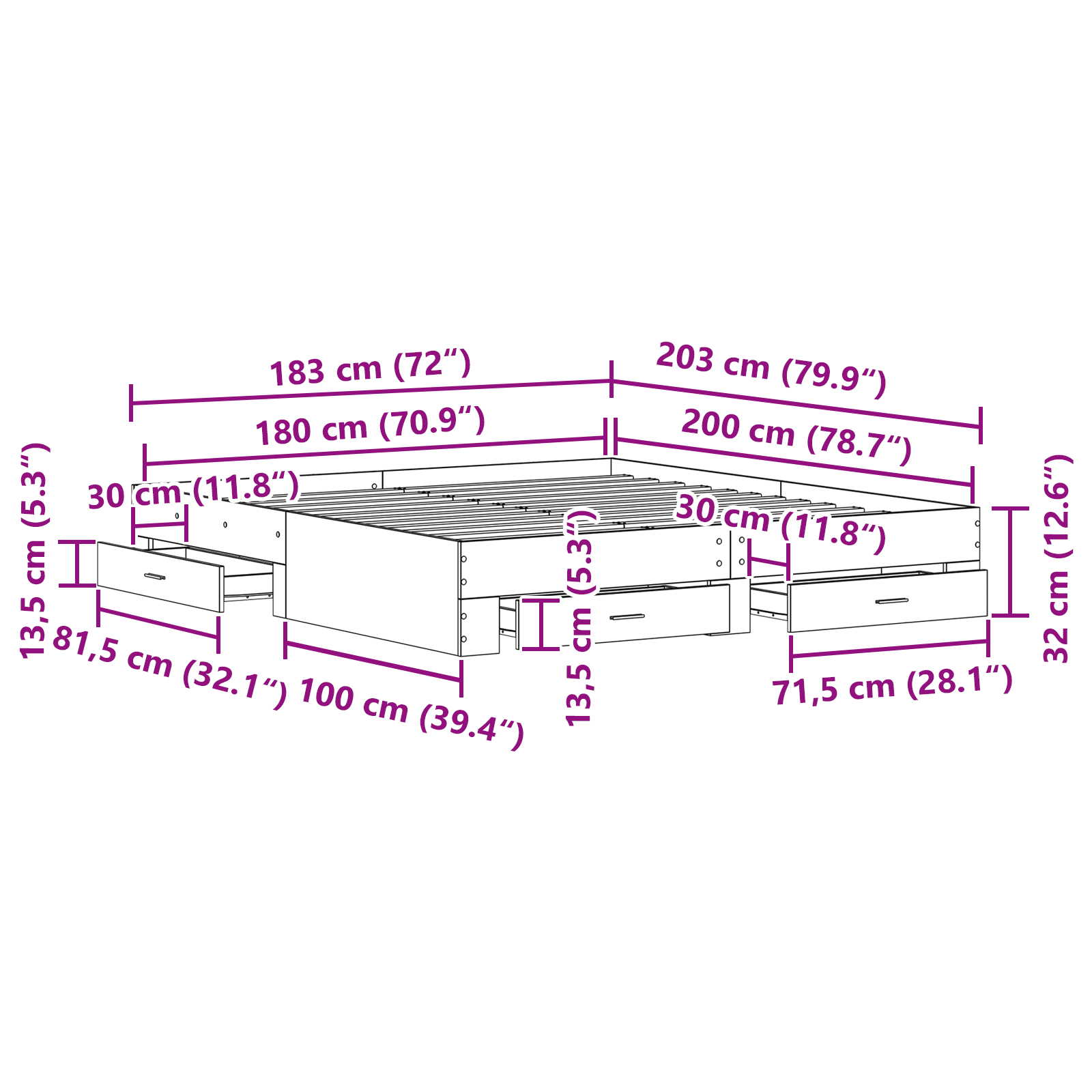 Bed Frame with Drawers Artisan Oak 180x200 cm Engineered Wood - Image 10
