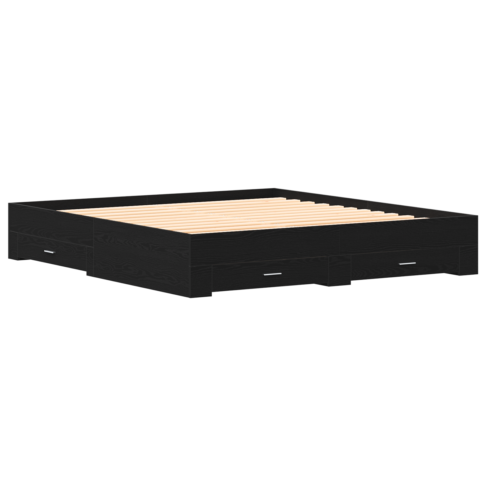Bed Frame with Drawers Black Oak 180x200 cm Engineered Wood - Image 3