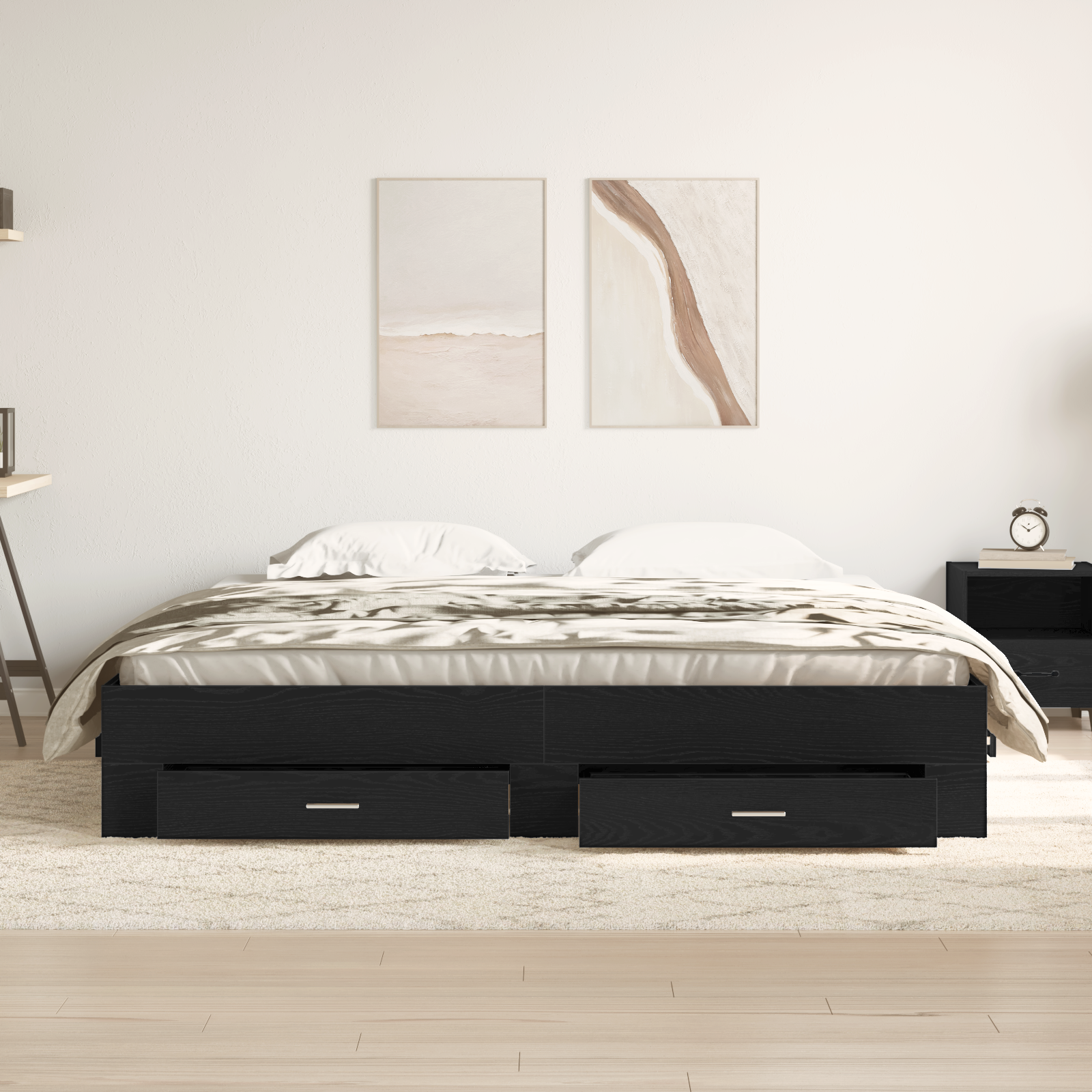 Bed Frame with Drawers Black Oak 180x200 cm Engineered Wood - Image 4