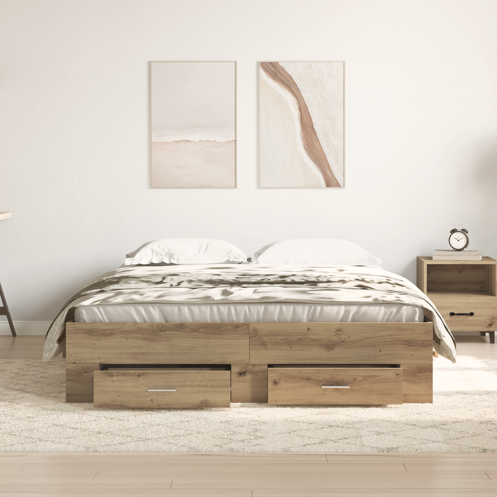 Bed Frame with Drawers Artisan oak Engineered wood 140 x 200 cm - Image 4