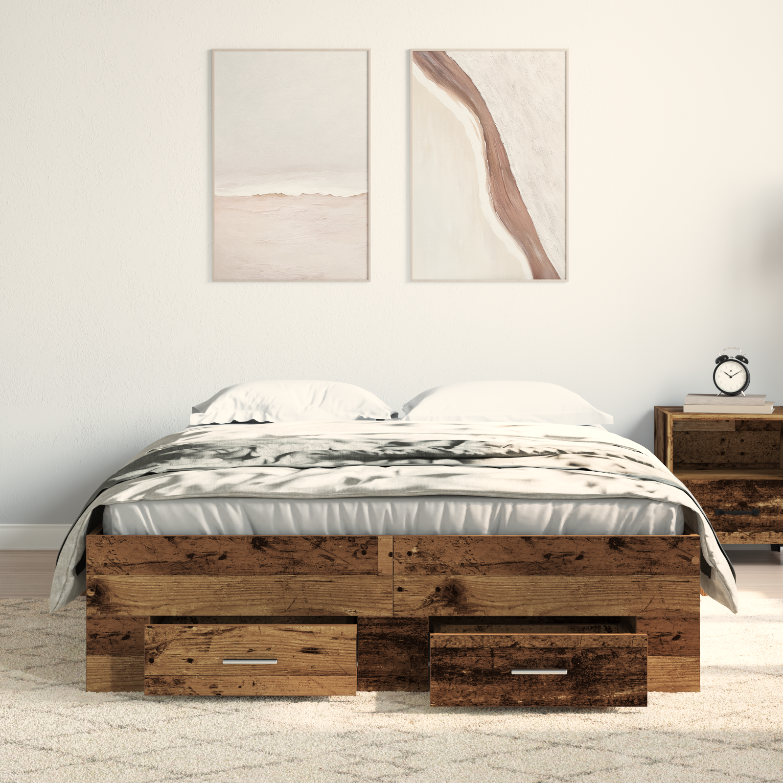 Bed Frame with Drawers Old Wood 120x200 cm Engineered Wood - Image 4