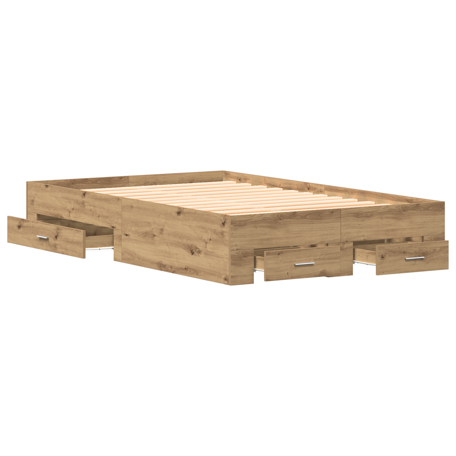 Bed Frame with Drawers Artisan Oak 120x200 cm Engineered Wood - Image 5