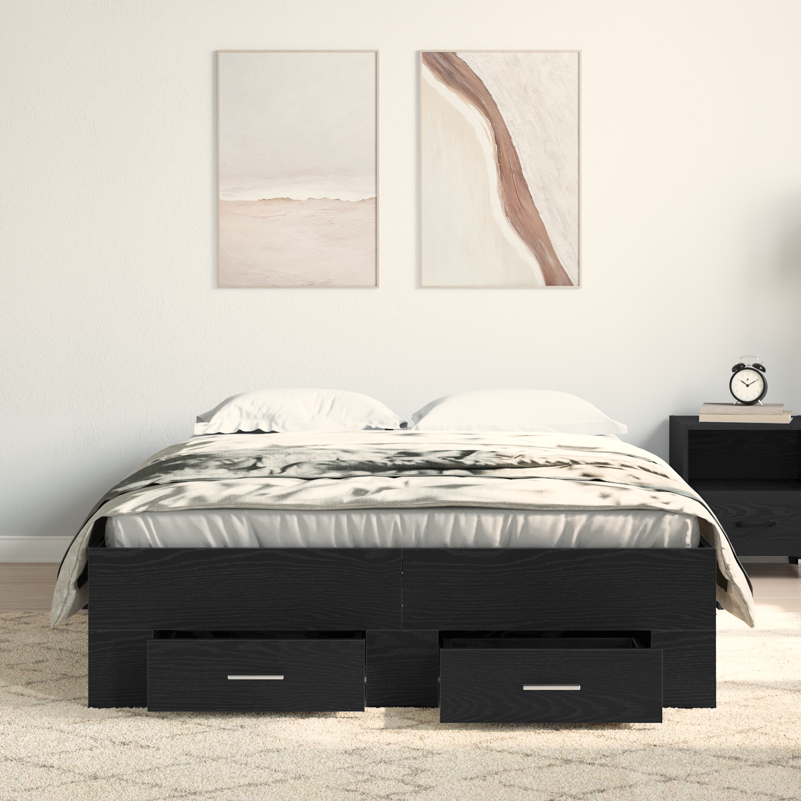 Bed Frame with Drawers Black Oak 120x200 cm Engineered Wood - Image 4