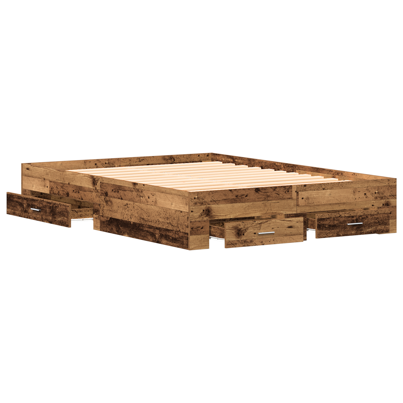 Bed Frame with Drawers Old Wood 135x190 cm Engineered Wood - Image 5