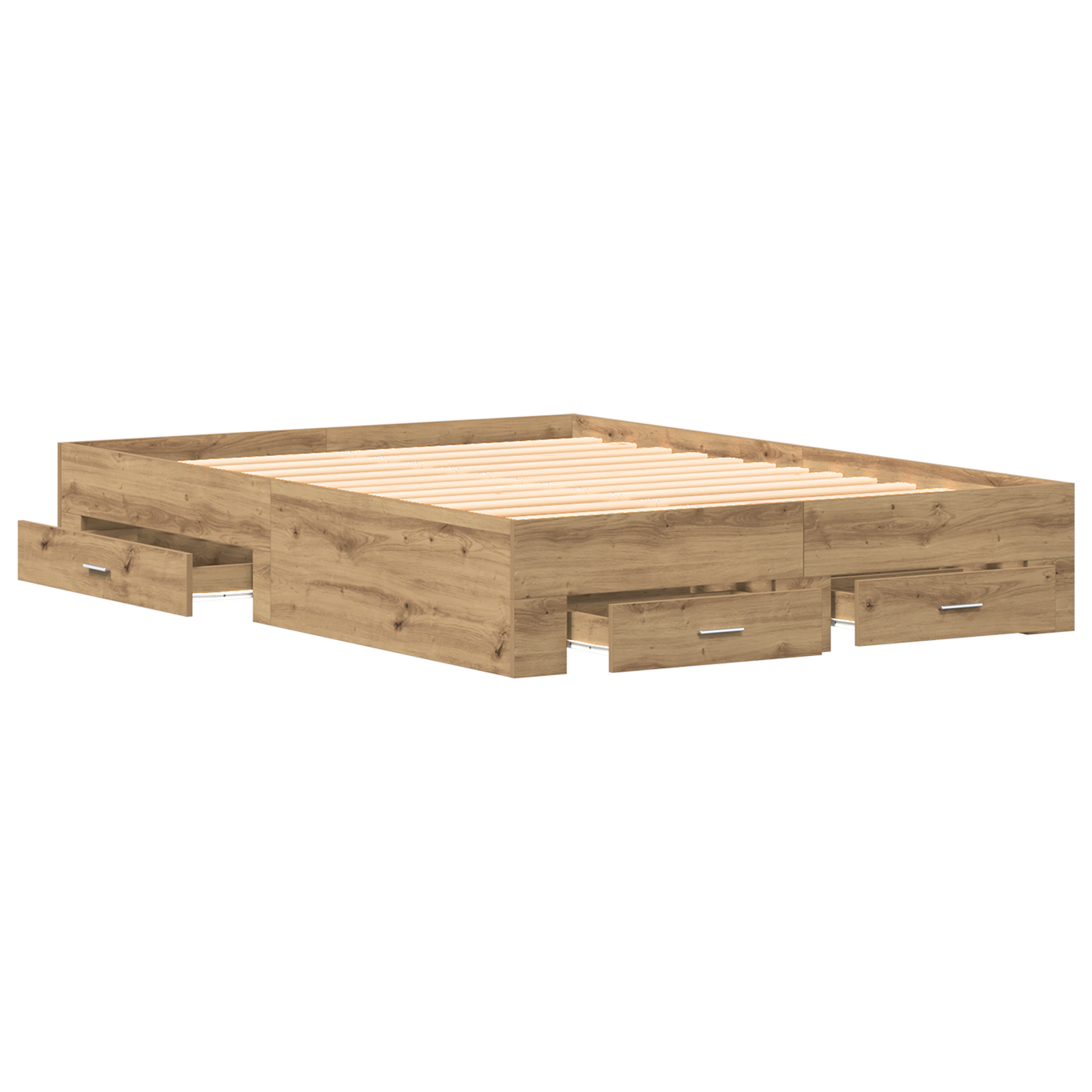 Bed Frame with Drawers Artisan Oak 135x190 cm Engineered Wood - Image 5