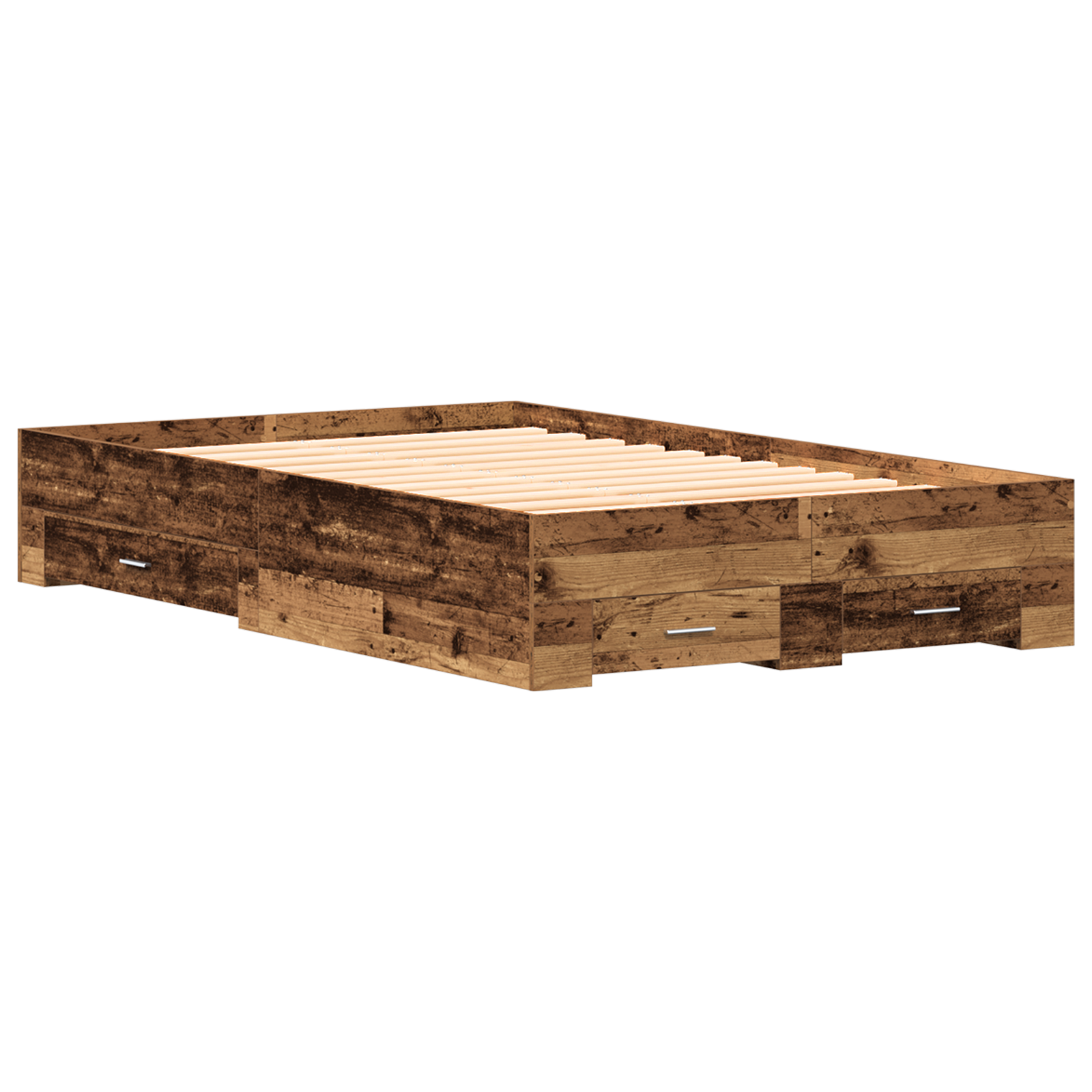 Bed Frame with Drawers Old Wood 120x190 cm Engineered Wood - Image 3
