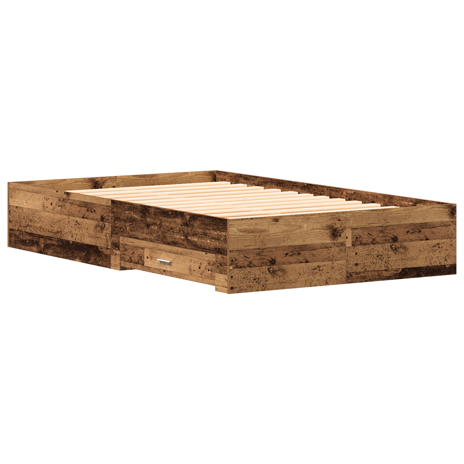 Bed Frame with Drawers Old Wood 120x190 cm Engineered Wood - Image 8