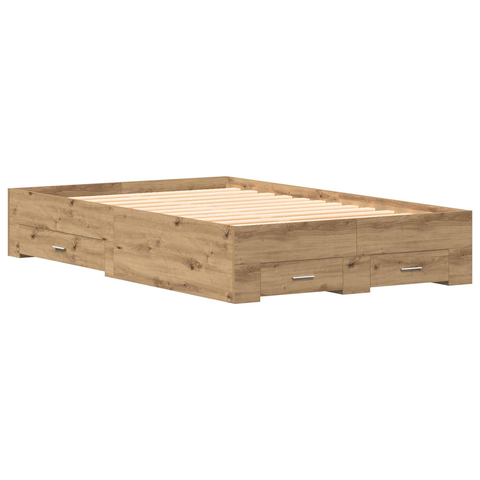 Bed Frame with Drawers Artisan Oak 120x190 cm Engineered Wood - Image 3