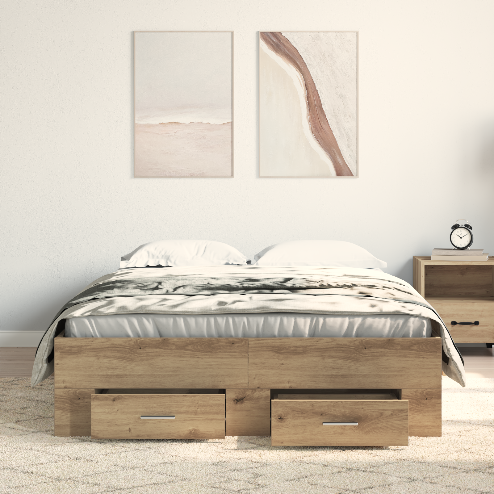 Bed Frame with Drawers Artisan Oak 120x190 cm Engineered Wood - Image 4